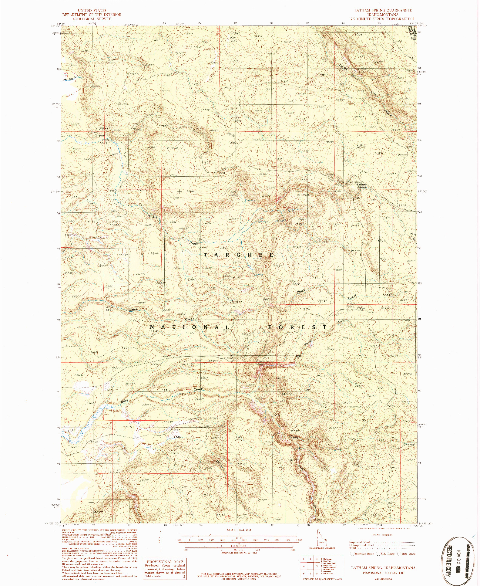 USGS 1:24000-SCALE QUADRANGLE FOR LATHAM SPRING, ID 1986