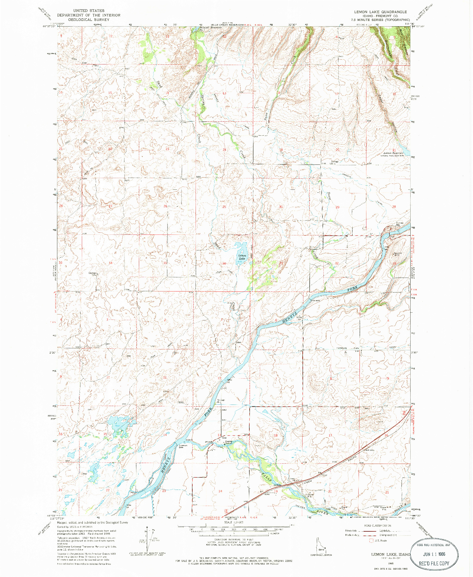 USGS 1:24000-SCALE QUADRANGLE FOR LEMON LAKE, ID 1965