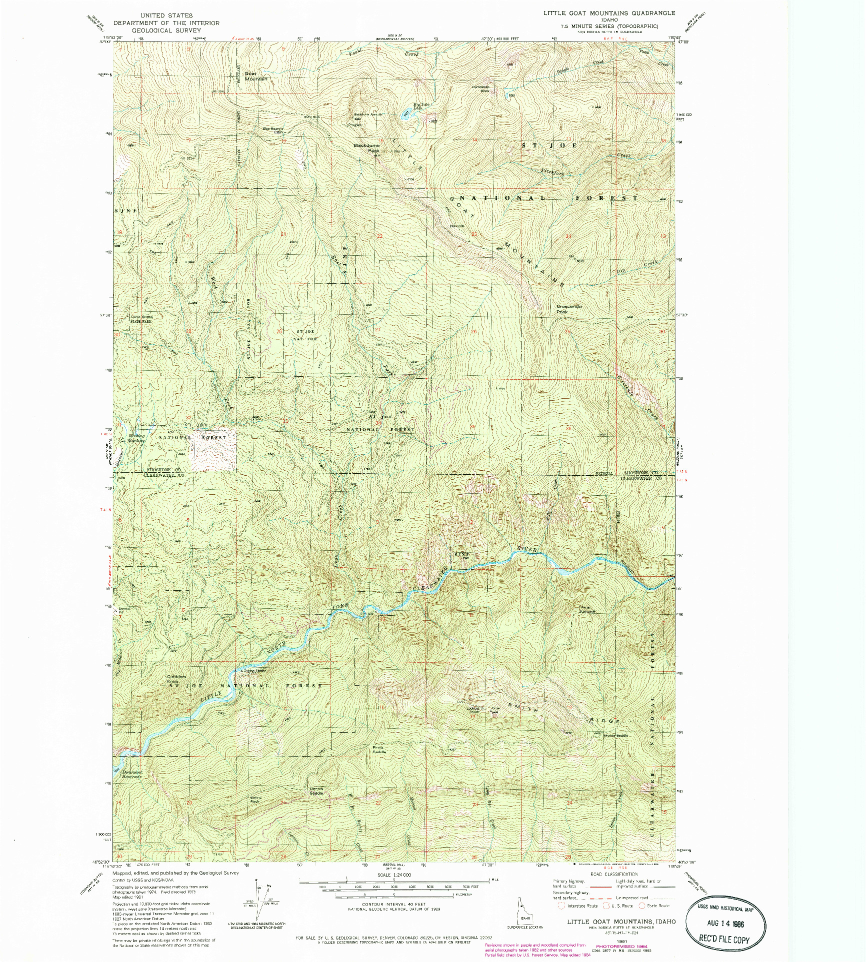 USGS 1:24000-SCALE QUADRANGLE FOR LITTLE GOAT MOUNTAINS, ID 1981
