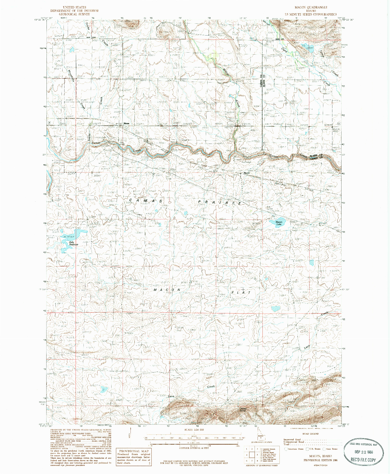 USGS 1:24000-SCALE QUADRANGLE FOR MACON, ID 1986