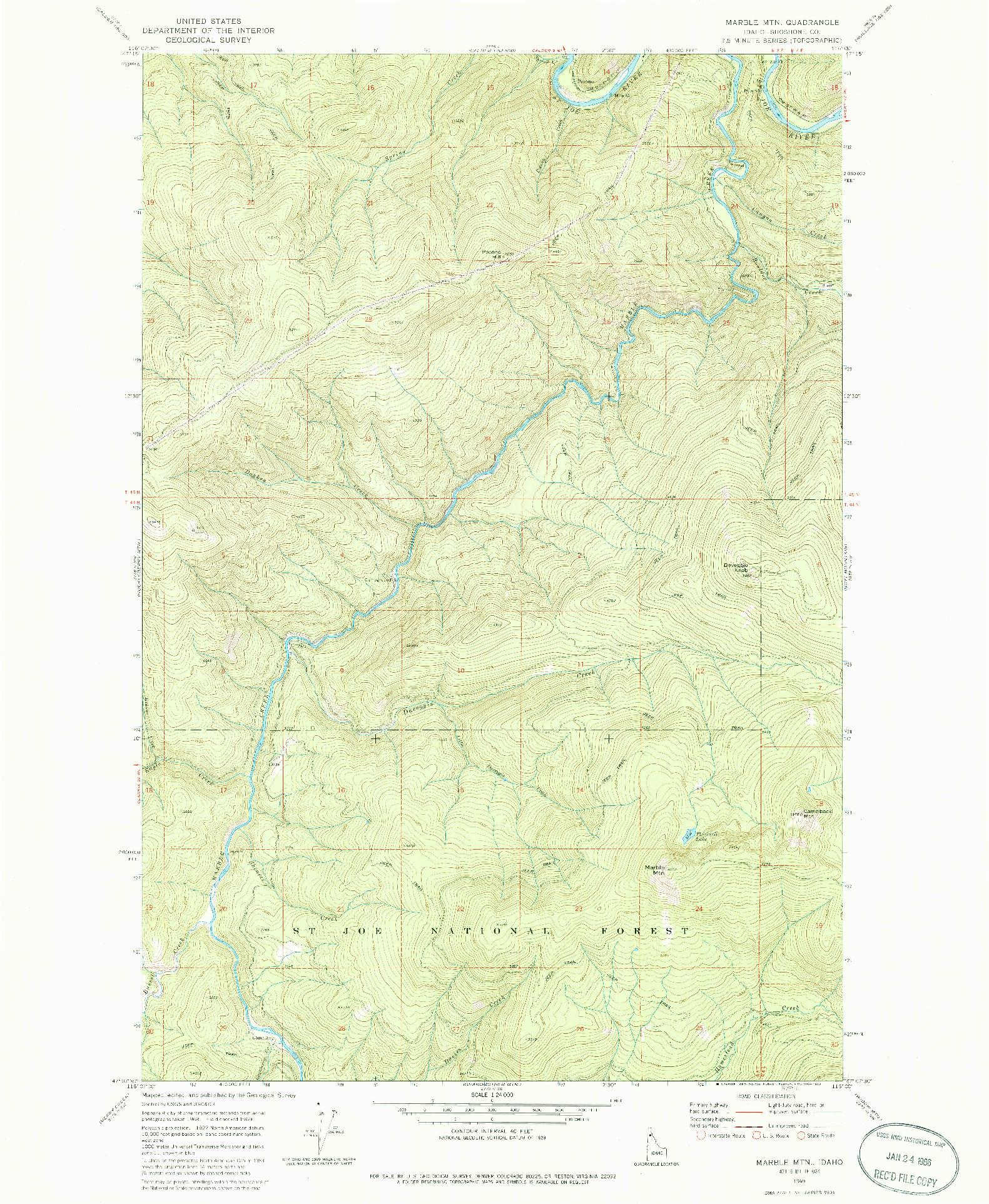 USGS 1:24000-SCALE QUADRANGLE FOR MARBLE MTN, ID 1969