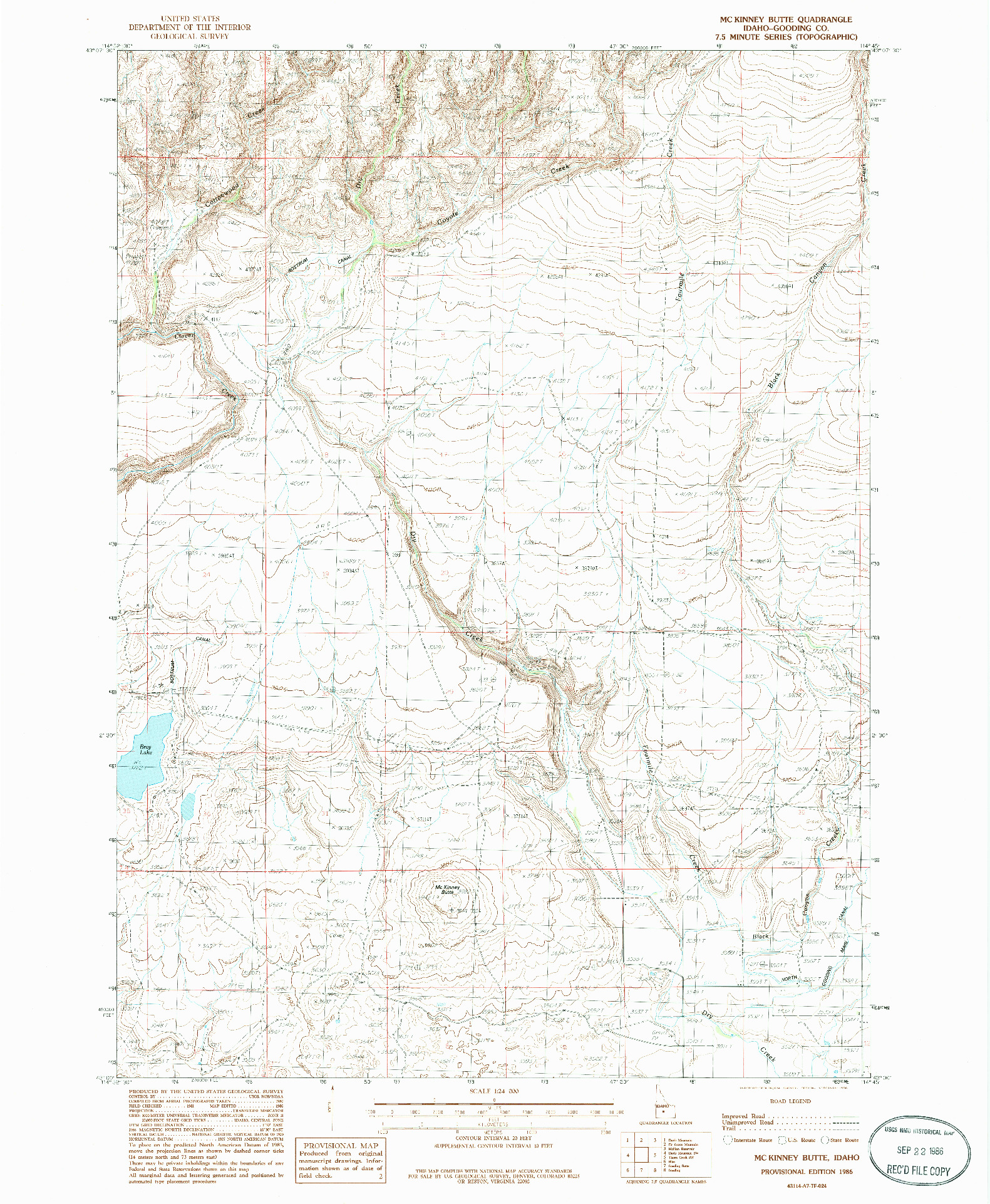 USGS 1:24000-SCALE QUADRANGLE FOR MC KINNEY BUTTE, ID 1986