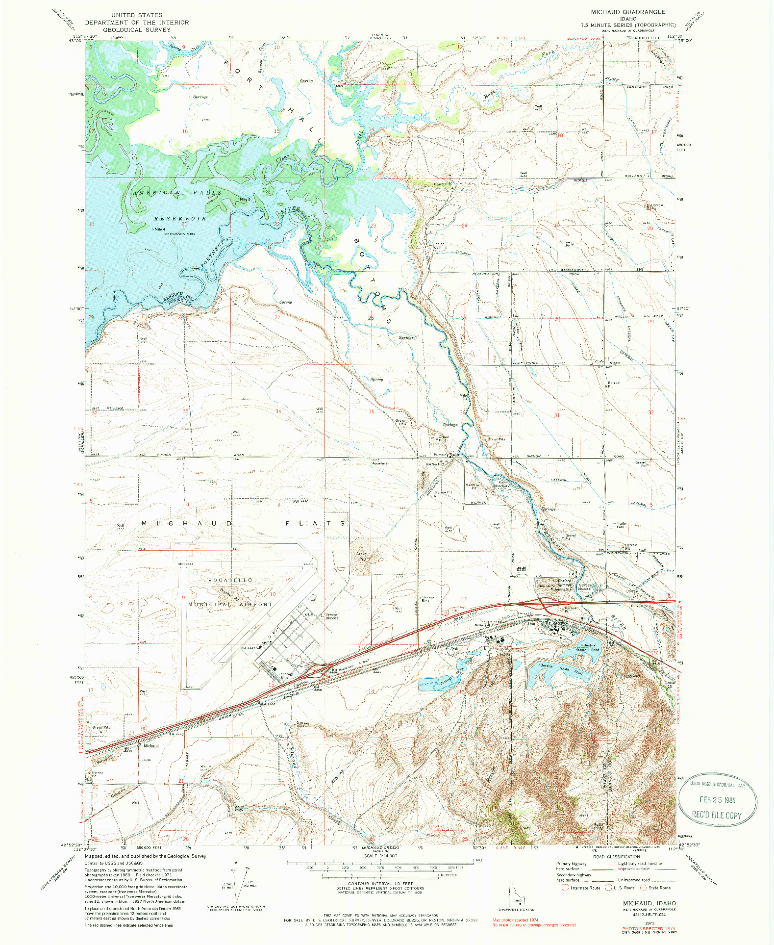 USGS 1:24000-SCALE QUADRANGLE FOR MICHAUD, ID 1971