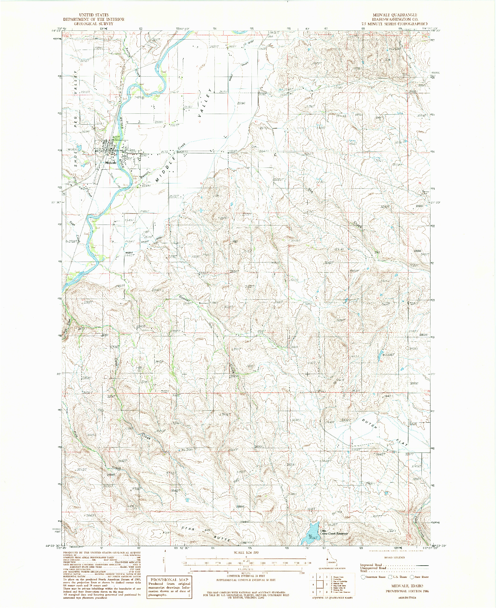 USGS 1:24000-SCALE QUADRANGLE FOR MIDVALE, ID 1986