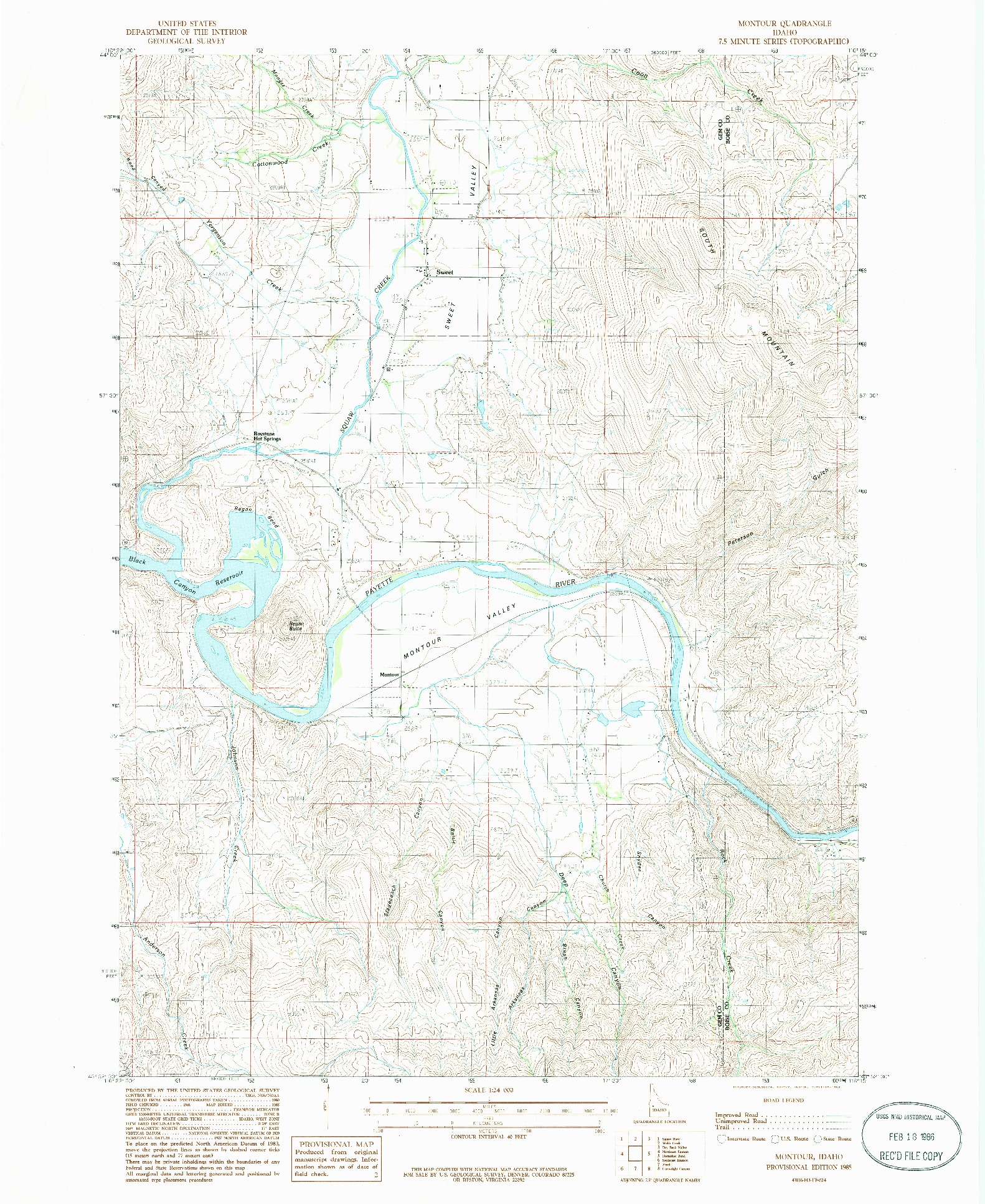 USGS 1:24000-SCALE QUADRANGLE FOR MONTOUR, ID 1985