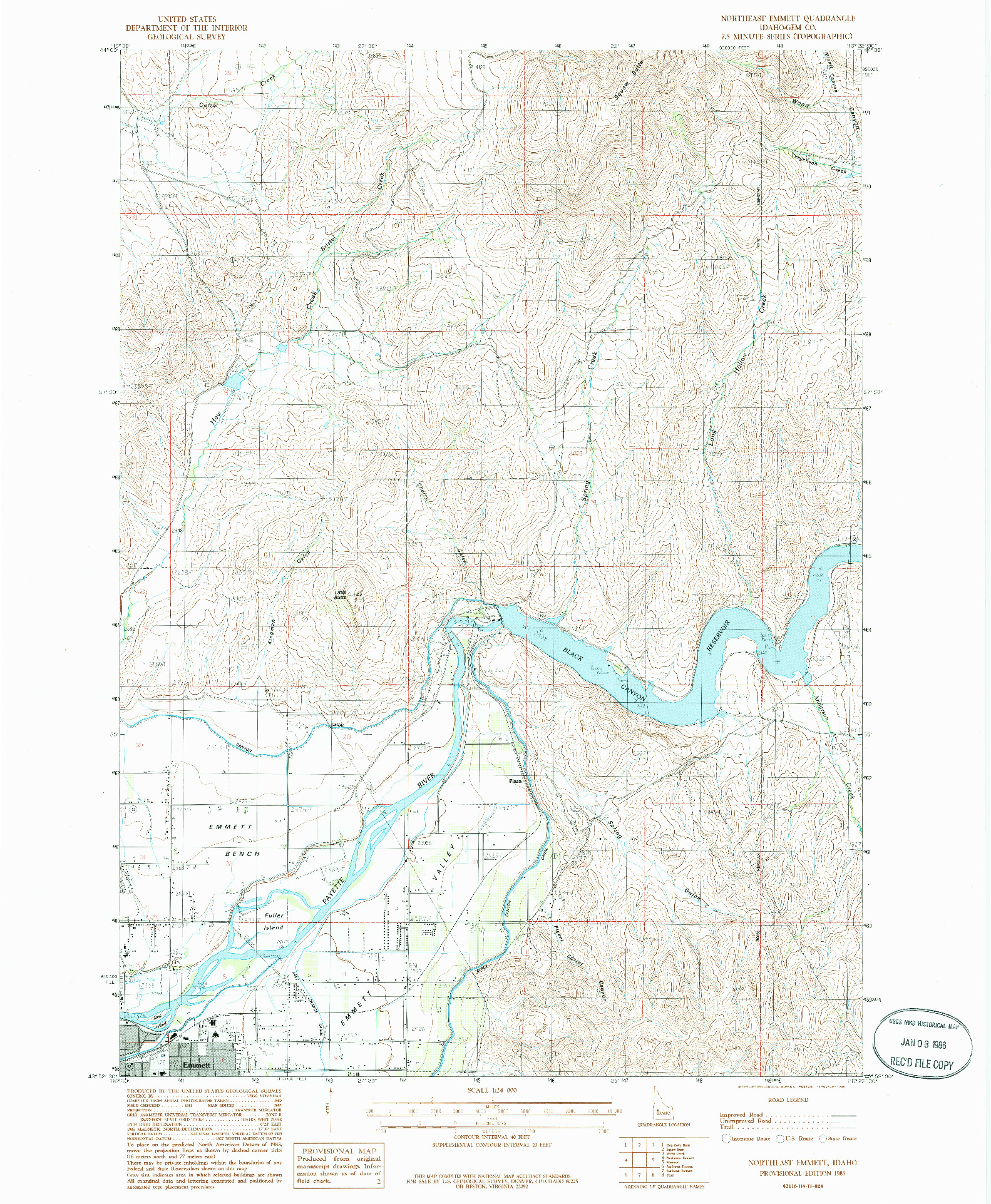 USGS 1:24000-SCALE QUADRANGLE FOR NORTHEAST EMMETT, ID 1985