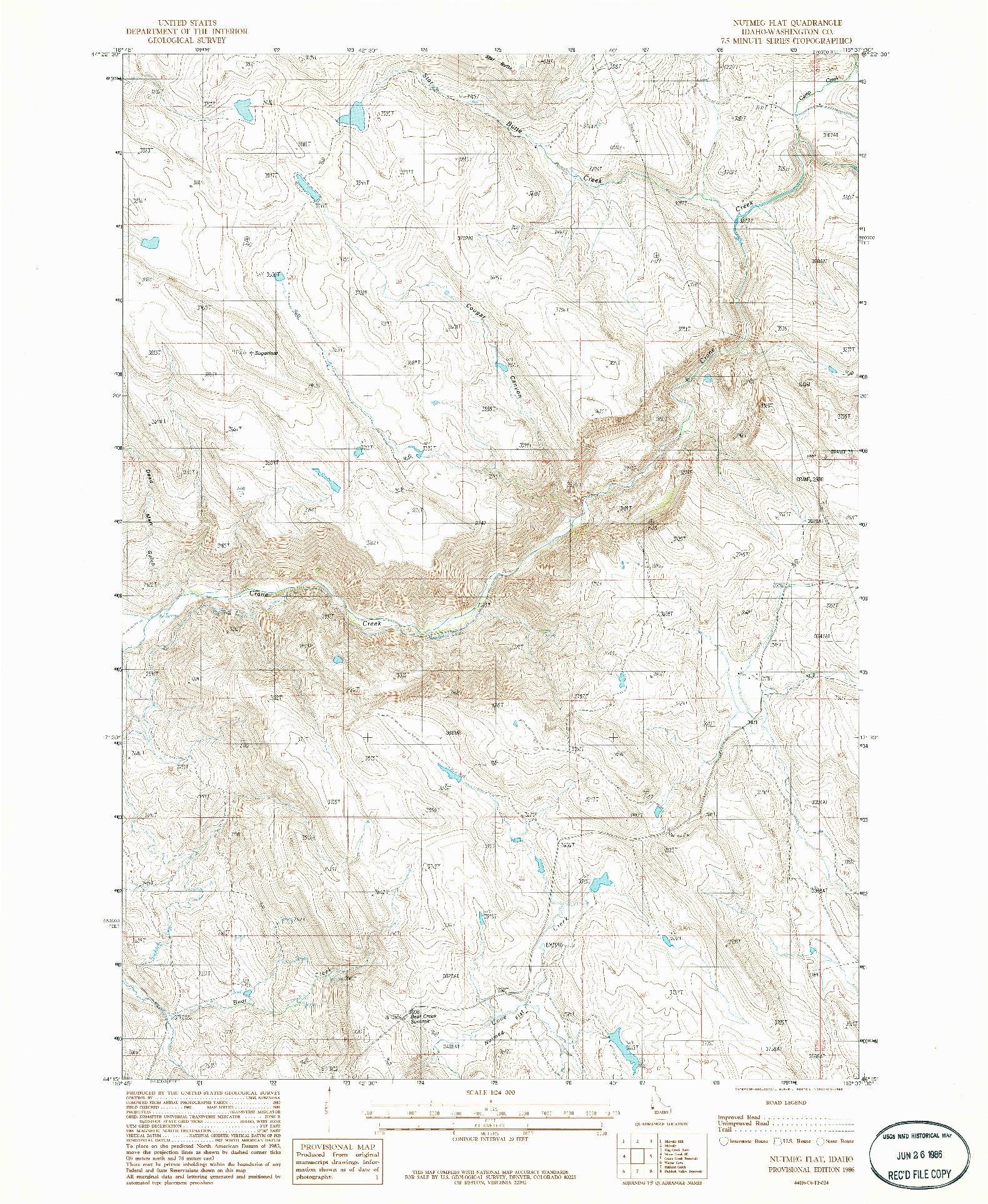 USGS 1:24000-SCALE QUADRANGLE FOR NUTMEG FLAT, ID 1986
