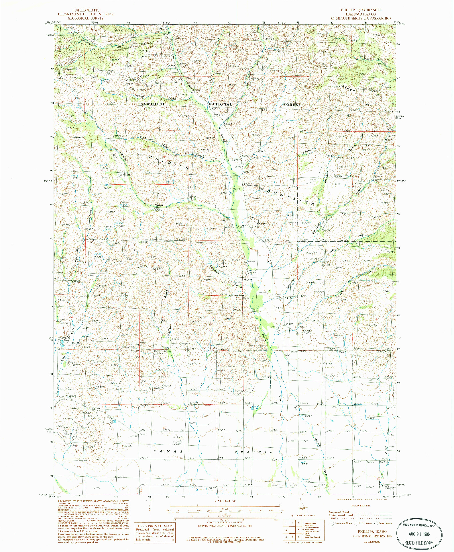 USGS 1:24000-SCALE QUADRANGLE FOR PHILLIPS, ID 1986