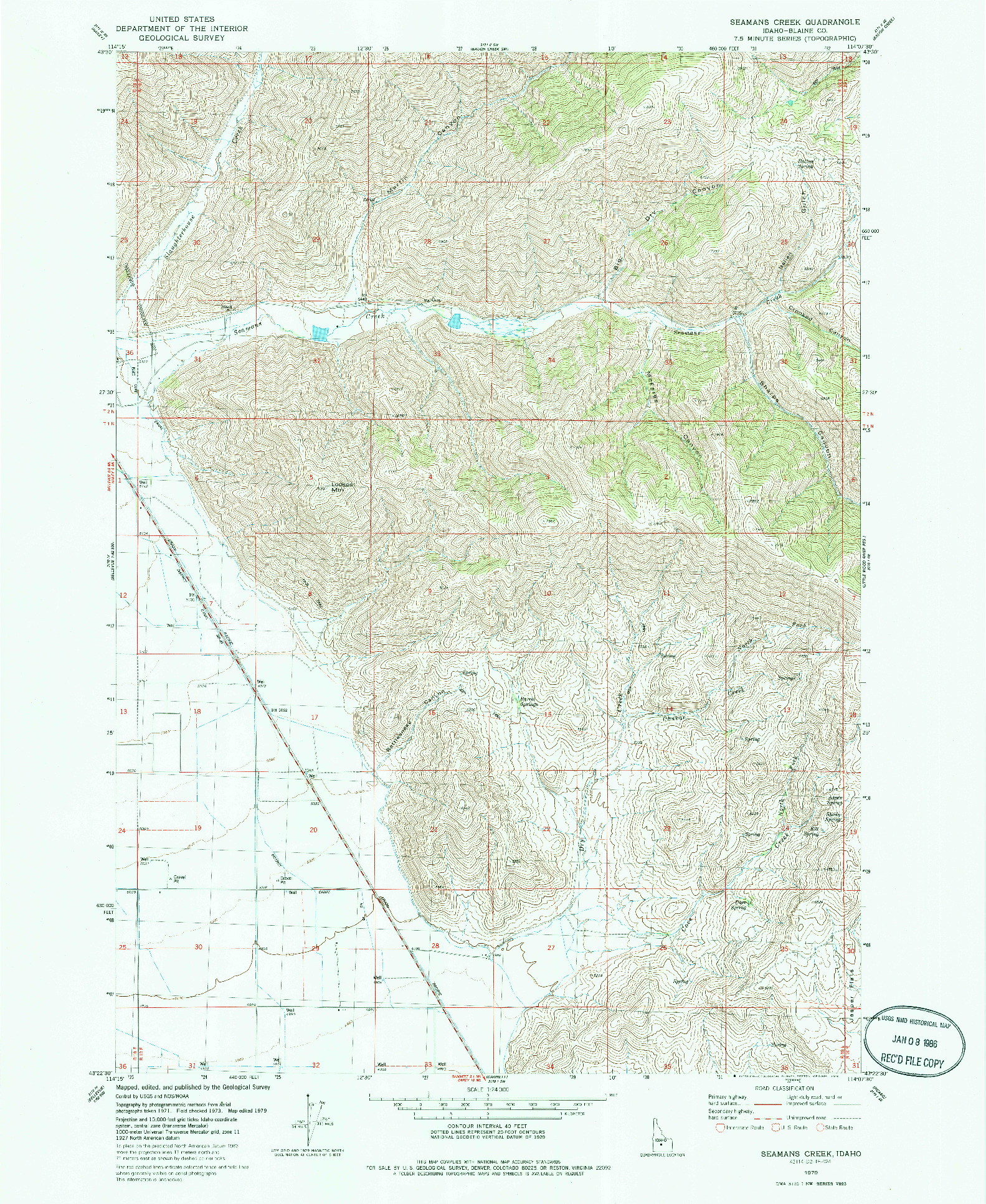 USGS 1:24000-SCALE QUADRANGLE FOR SEAMANS CREEK, ID 1979