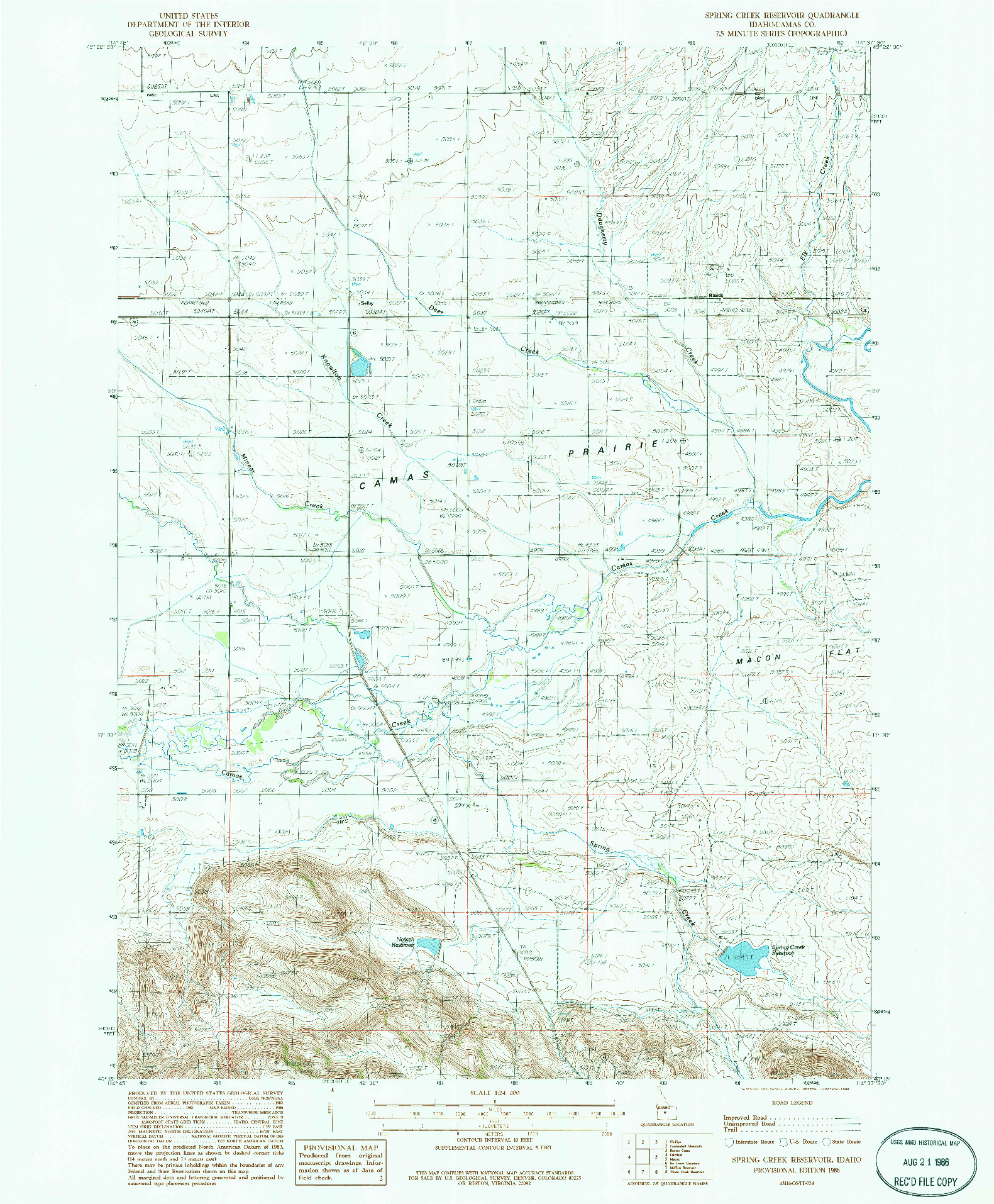 USGS 1:24000-SCALE QUADRANGLE FOR SPRING CREEK RESERVOIR, ID 1986