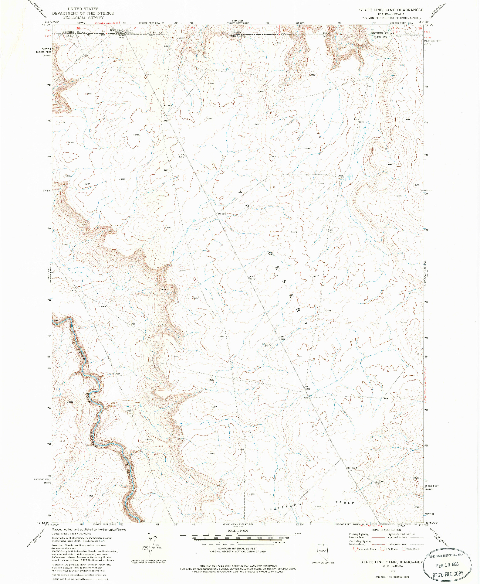 USGS 1:24000-SCALE QUADRANGLE FOR STATE LINE CAMP, ID 1977