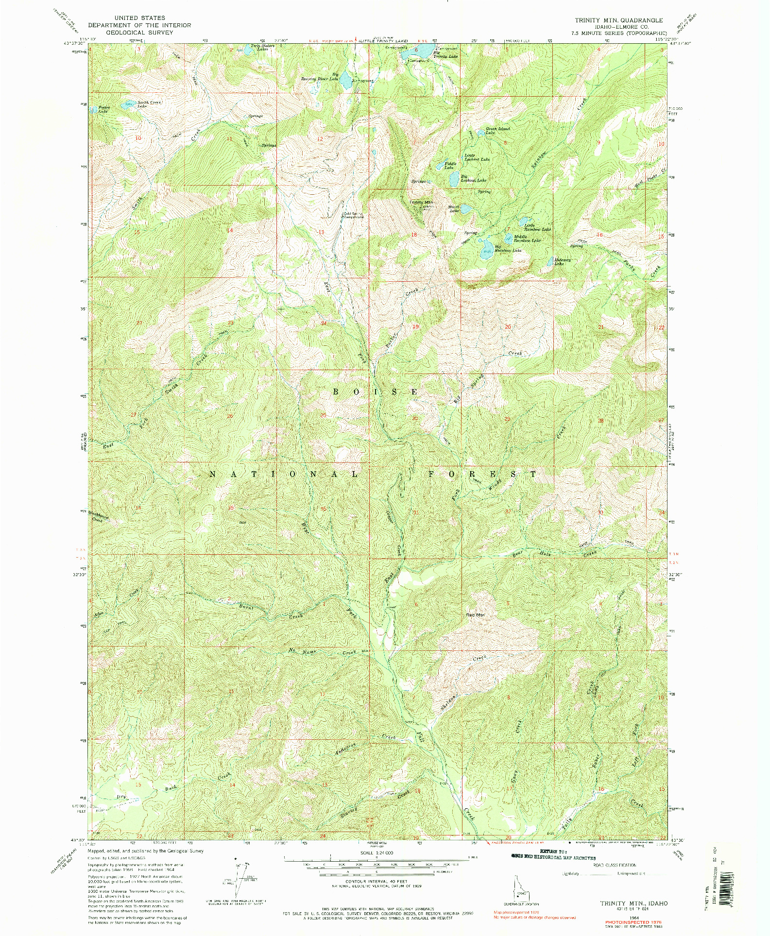 USGS 1:24000-SCALE QUADRANGLE FOR TRINITY MTN, ID 1964