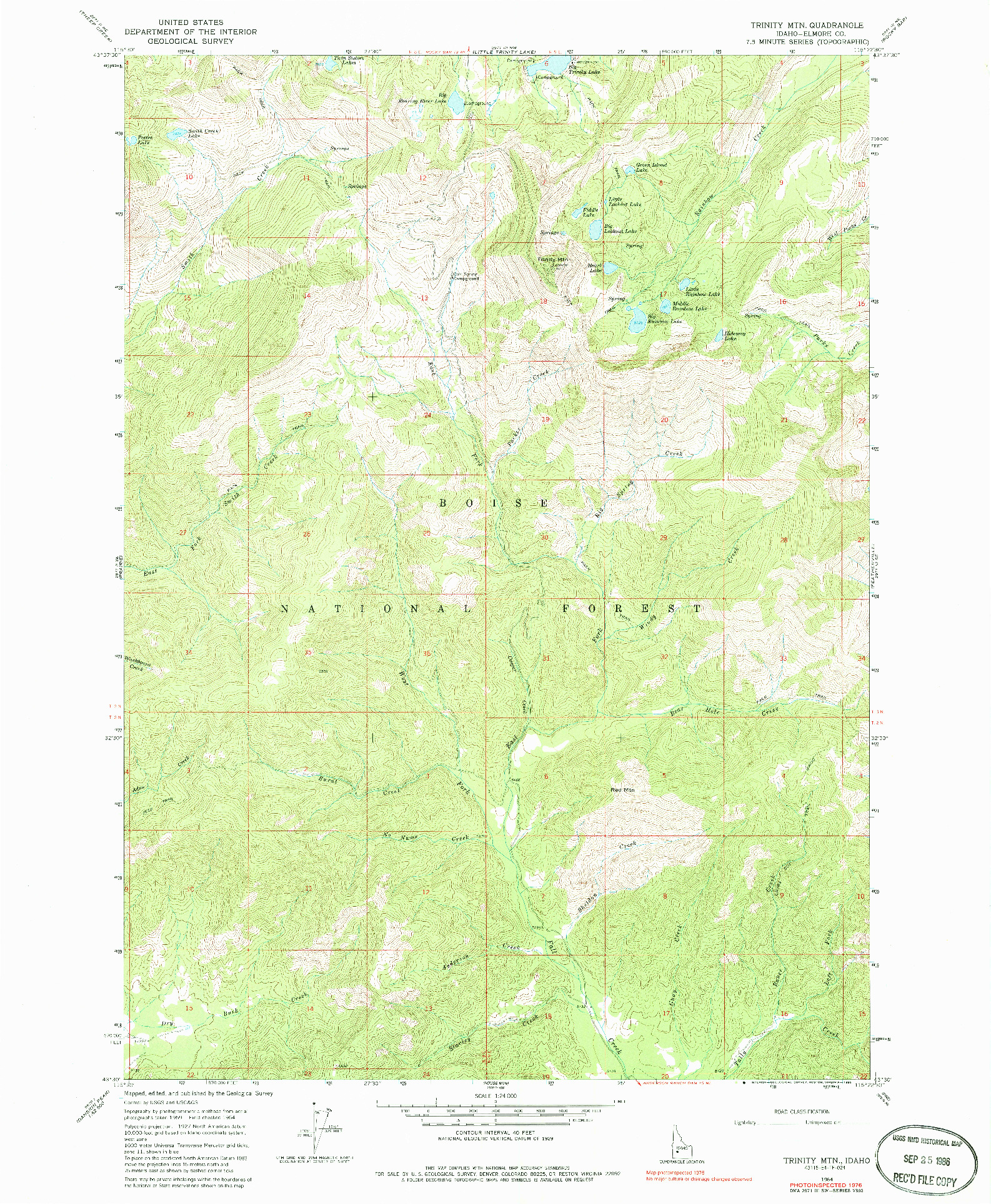 USGS 1:24000-SCALE QUADRANGLE FOR TRINITY MTN, ID 1964