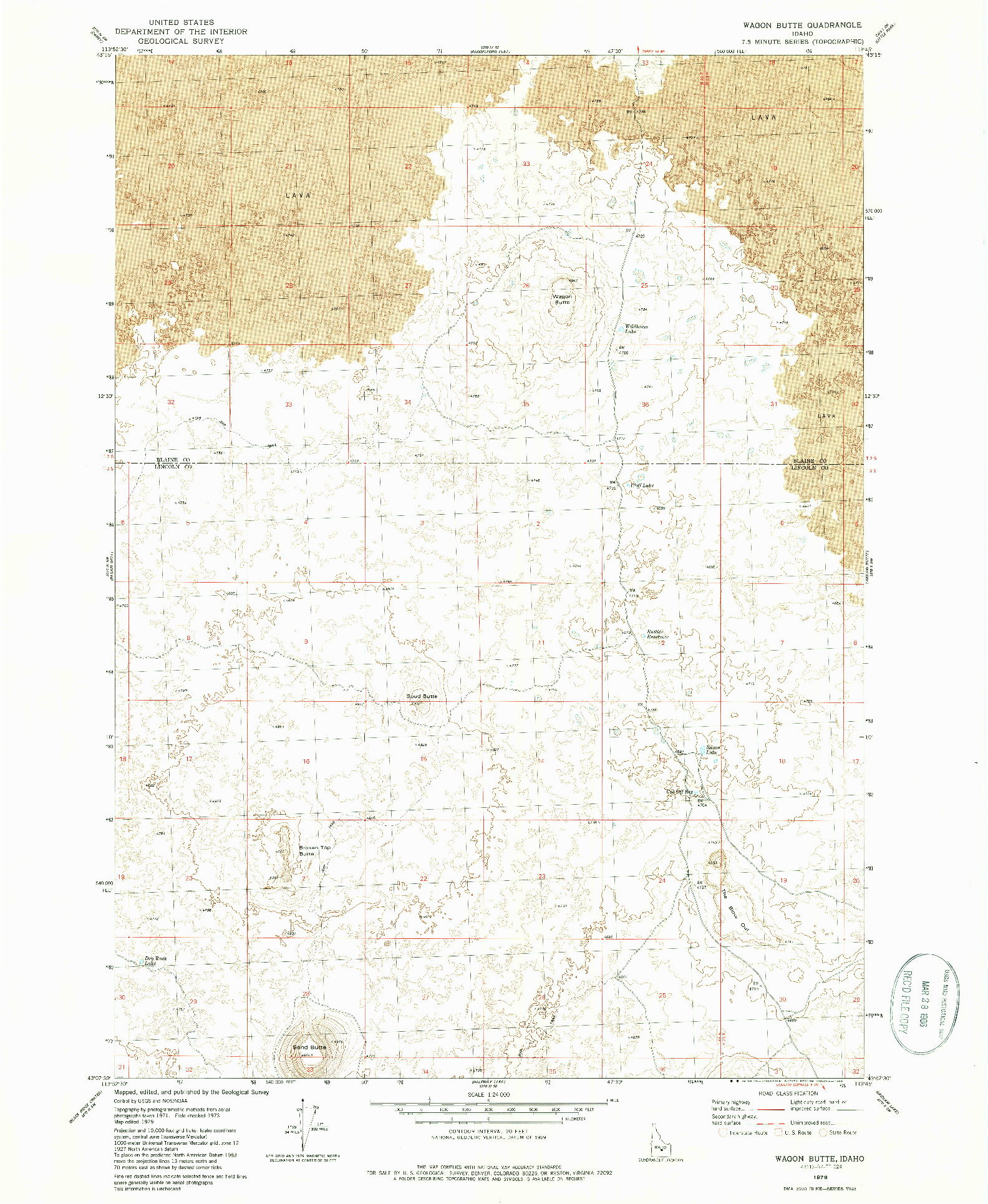 USGS 1:24000-SCALE QUADRANGLE FOR WAGON BUTTE, ID 1979