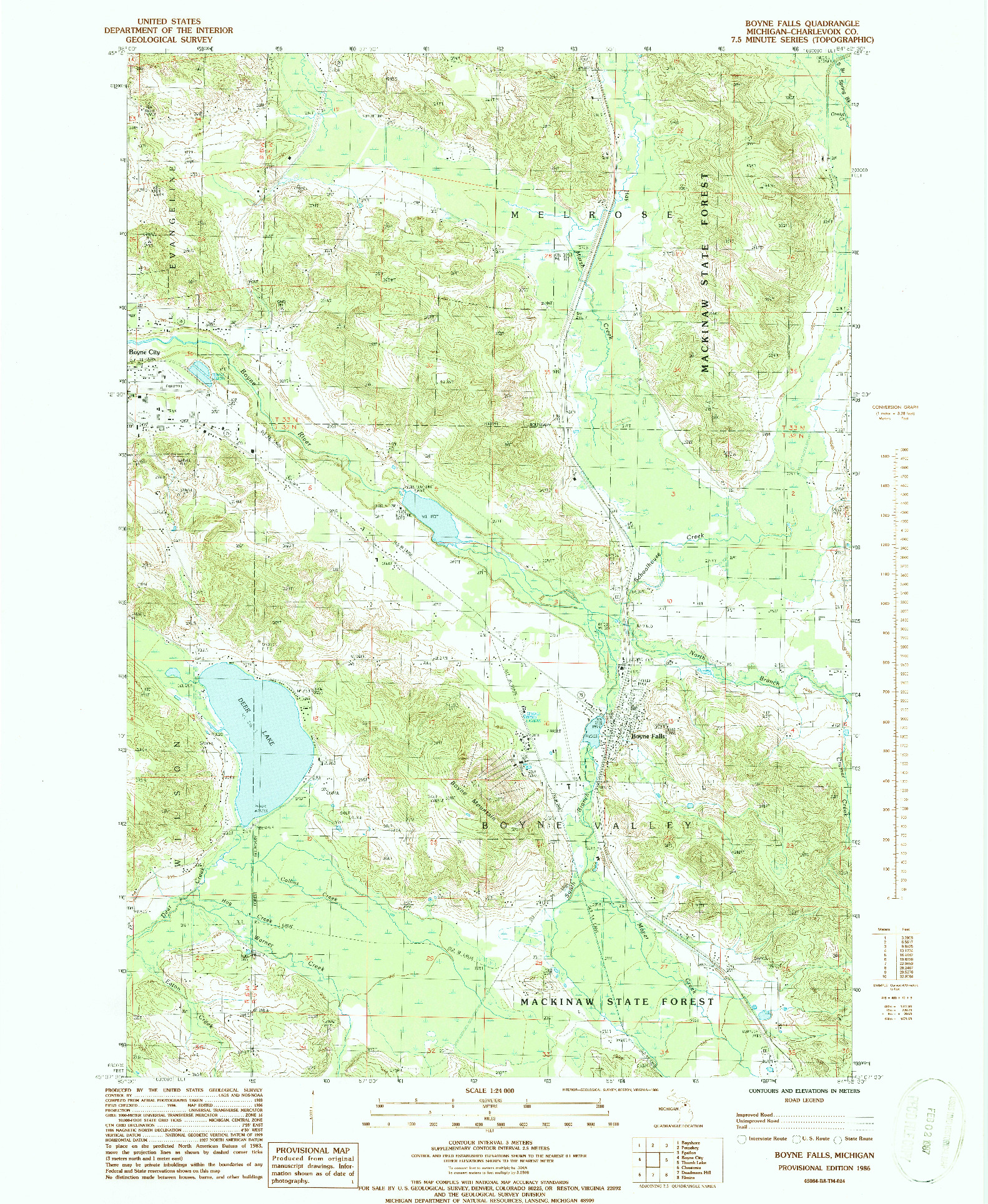 USGS 1:24000-SCALE QUADRANGLE FOR BOYNE FALLS, MI 1986