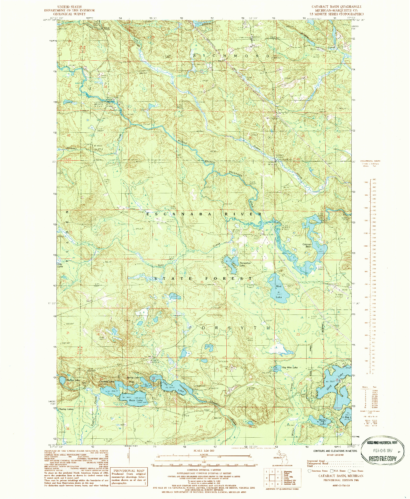 USGS 1:24000-SCALE QUADRANGLE FOR CATARACT BASIN, MI 1986