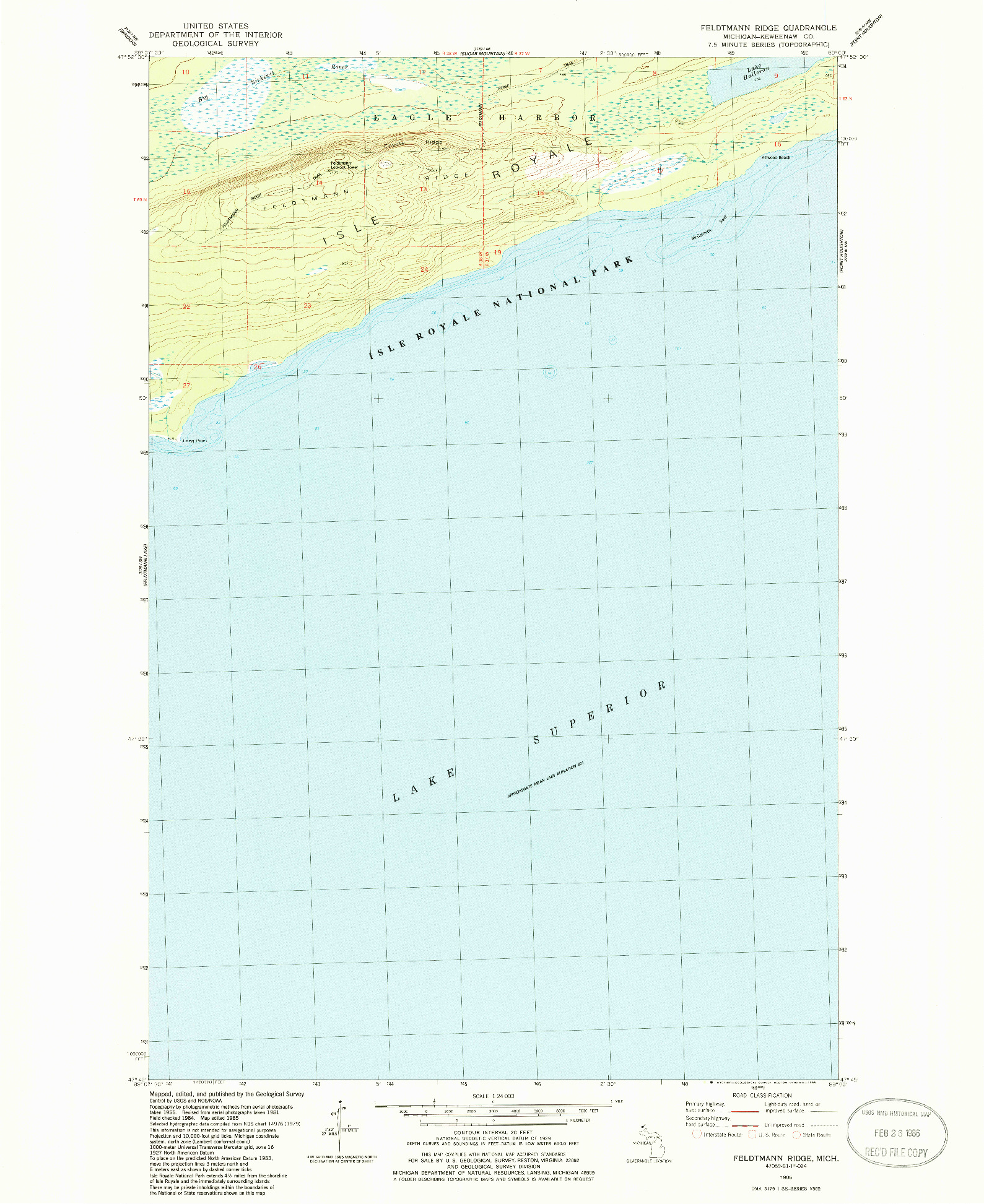 USGS 1:24000-SCALE QUADRANGLE FOR FELDTMANN RIDGE, MI 1985