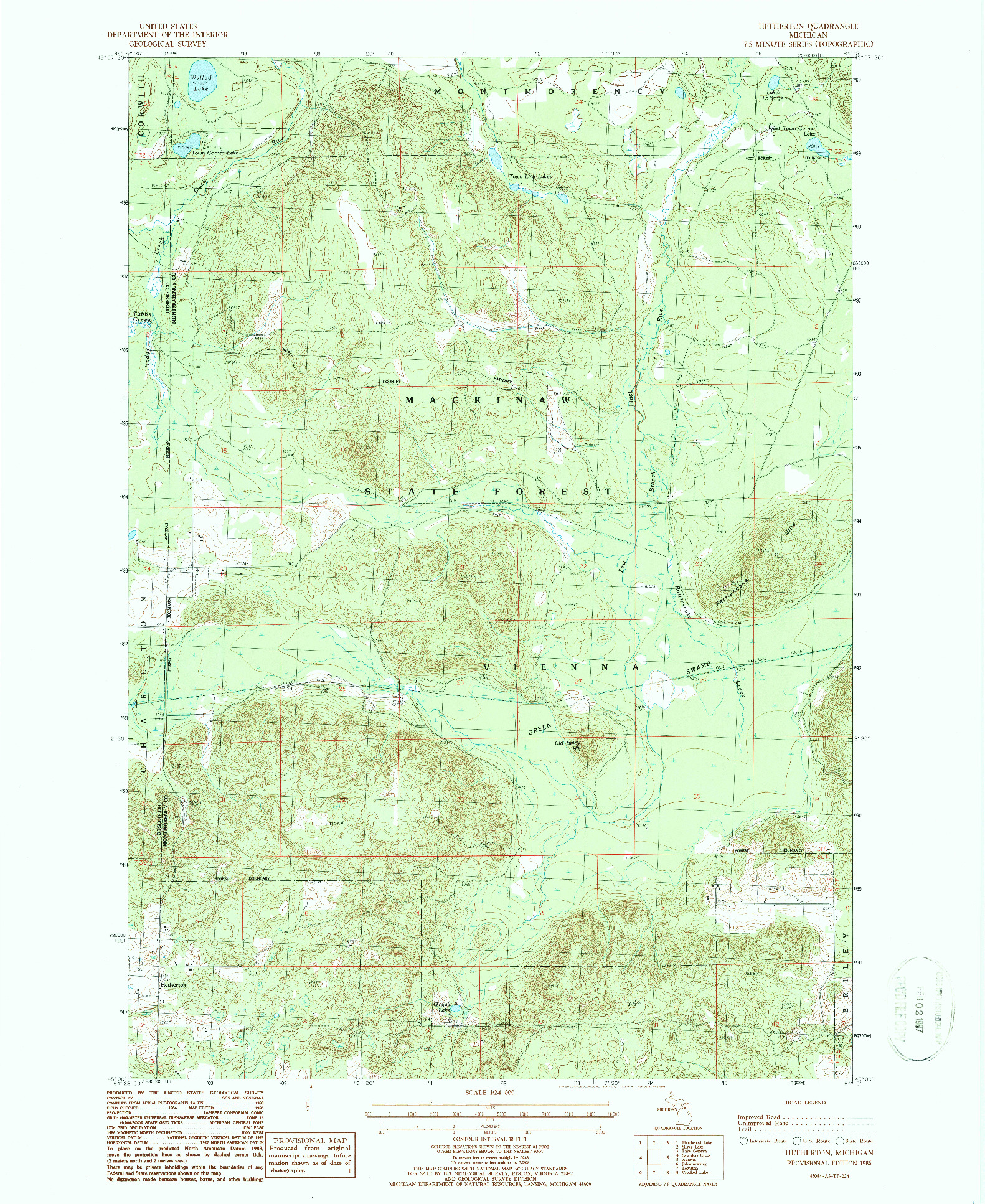 USGS 1:24000-SCALE QUADRANGLE FOR HETHERTON, MI 1986
