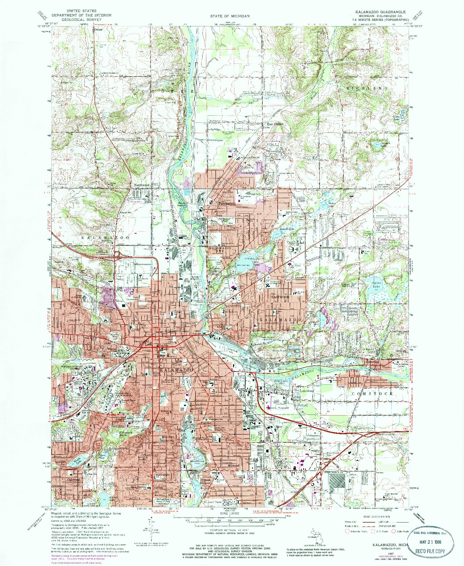 USGS 1:24000-SCALE QUADRANGLE FOR KALAMAZOO, MI 1967