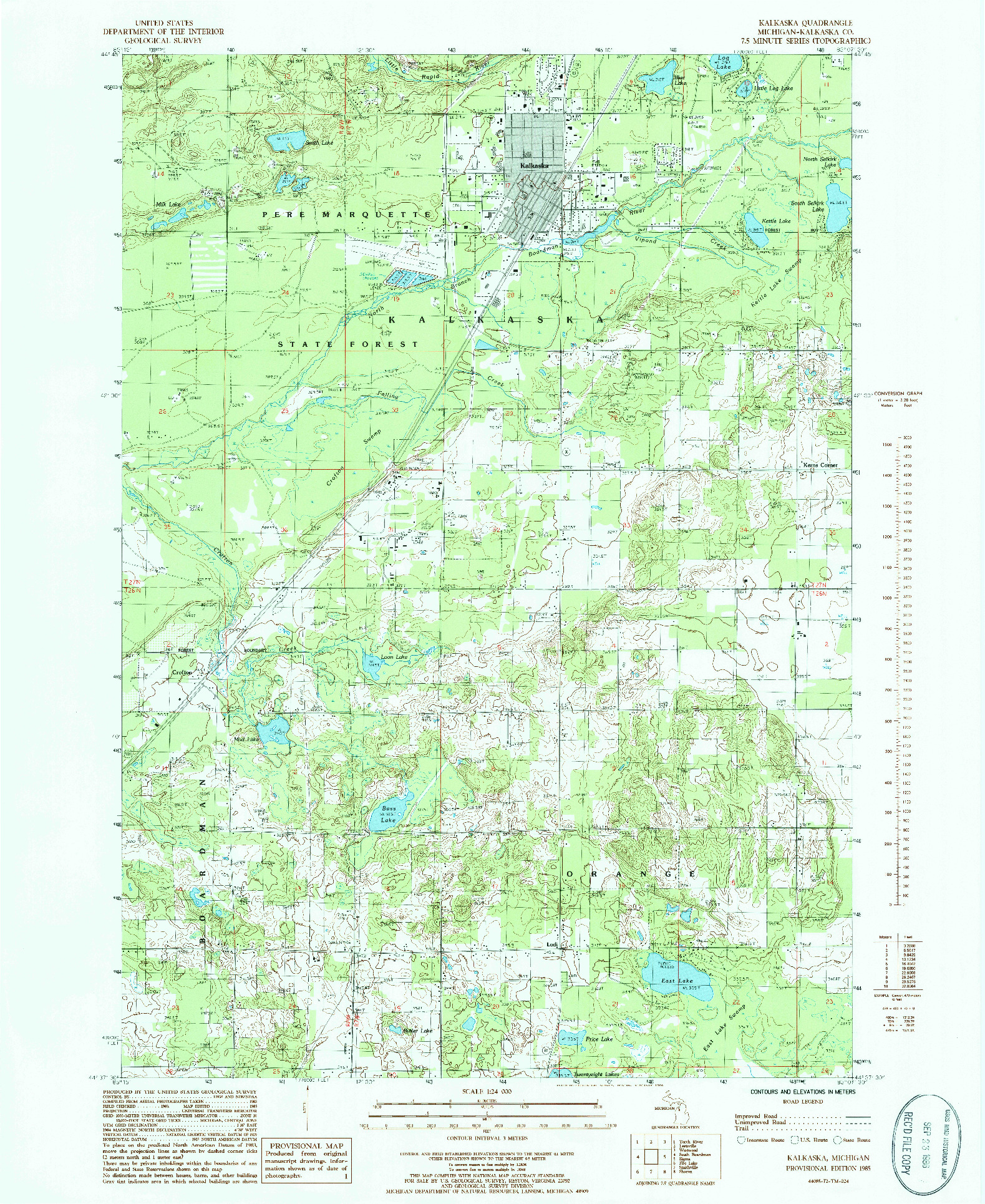 USGS 1:24000-SCALE QUADRANGLE FOR KALKASKA, MI 1985