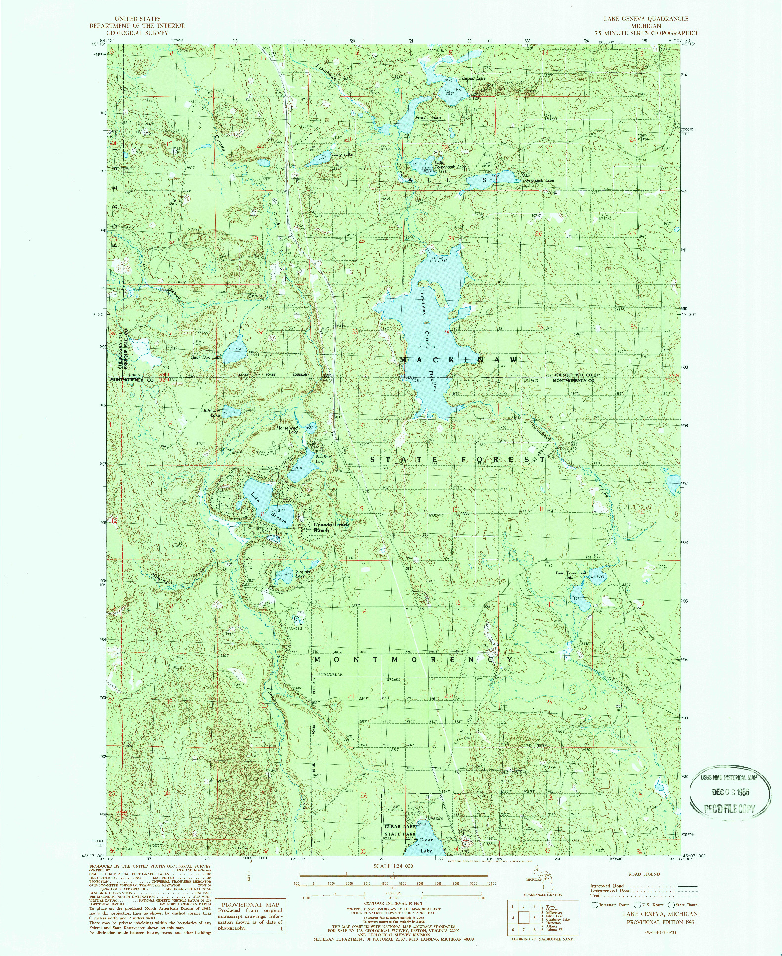 USGS 1:24000-SCALE QUADRANGLE FOR LAKE GENEVA, MI 1986