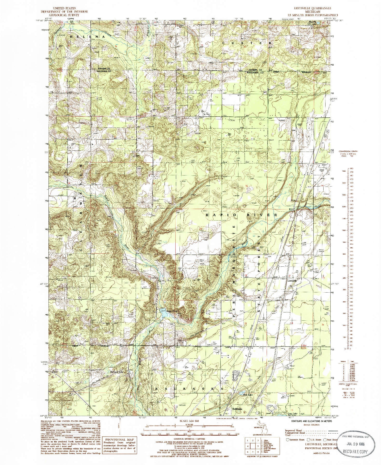 USGS 1:24000-SCALE QUADRANGLE FOR LEETSVILLE, MI 1985