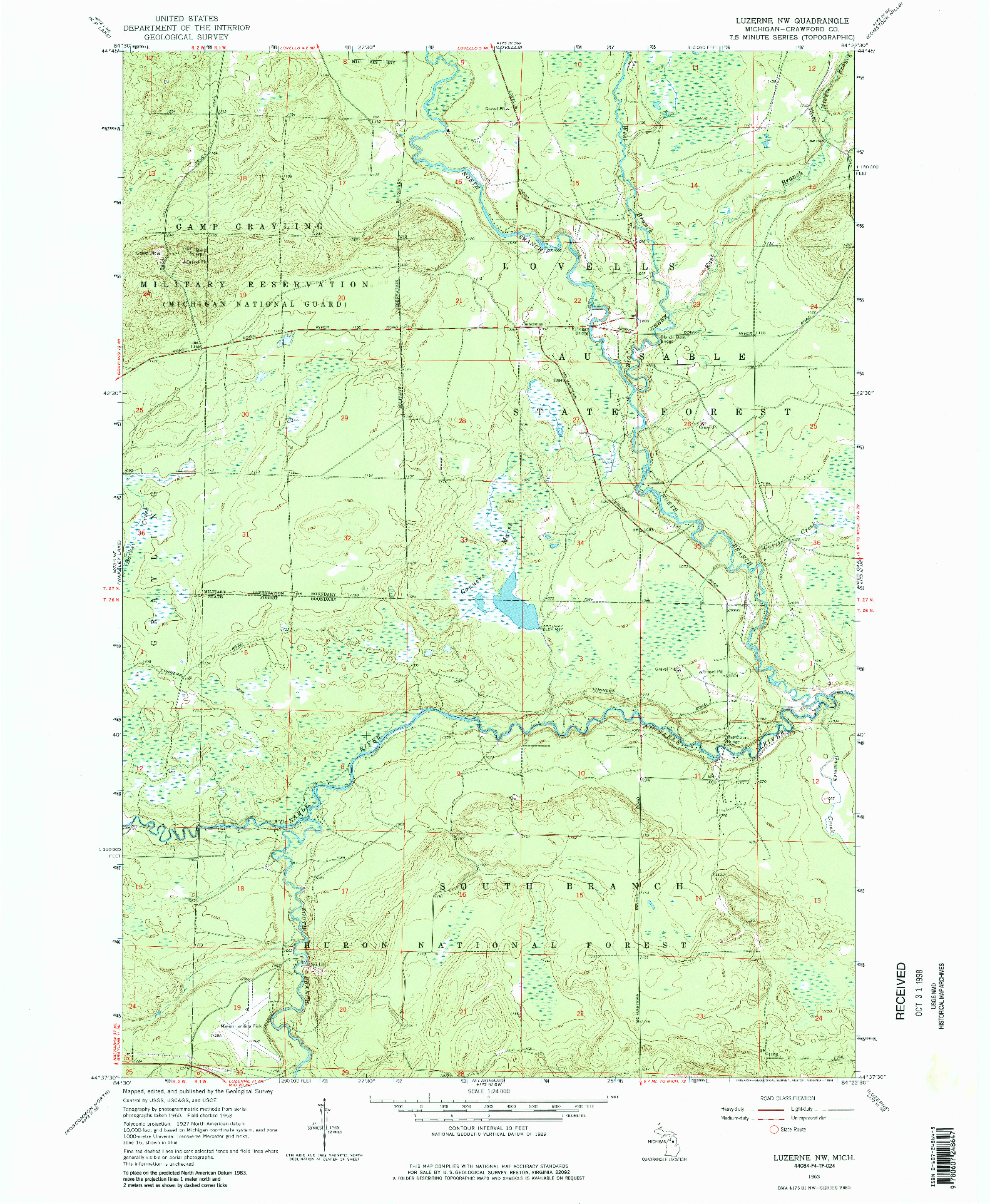 USGS 1:24000-SCALE QUADRANGLE FOR LUZERNE NW, MI 1963