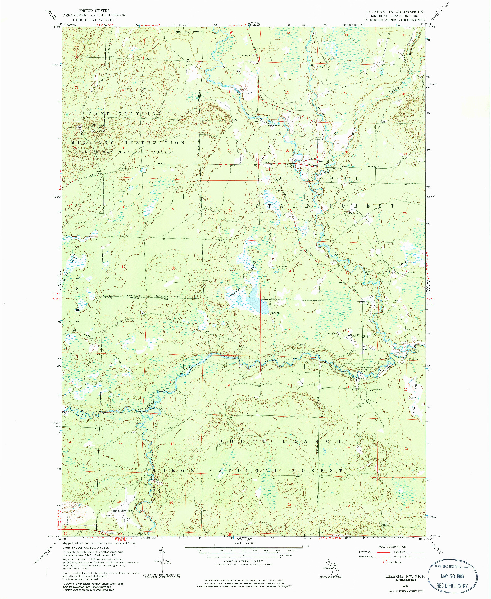 USGS 1:24000-SCALE QUADRANGLE FOR LUZERNE NW, MI 1963