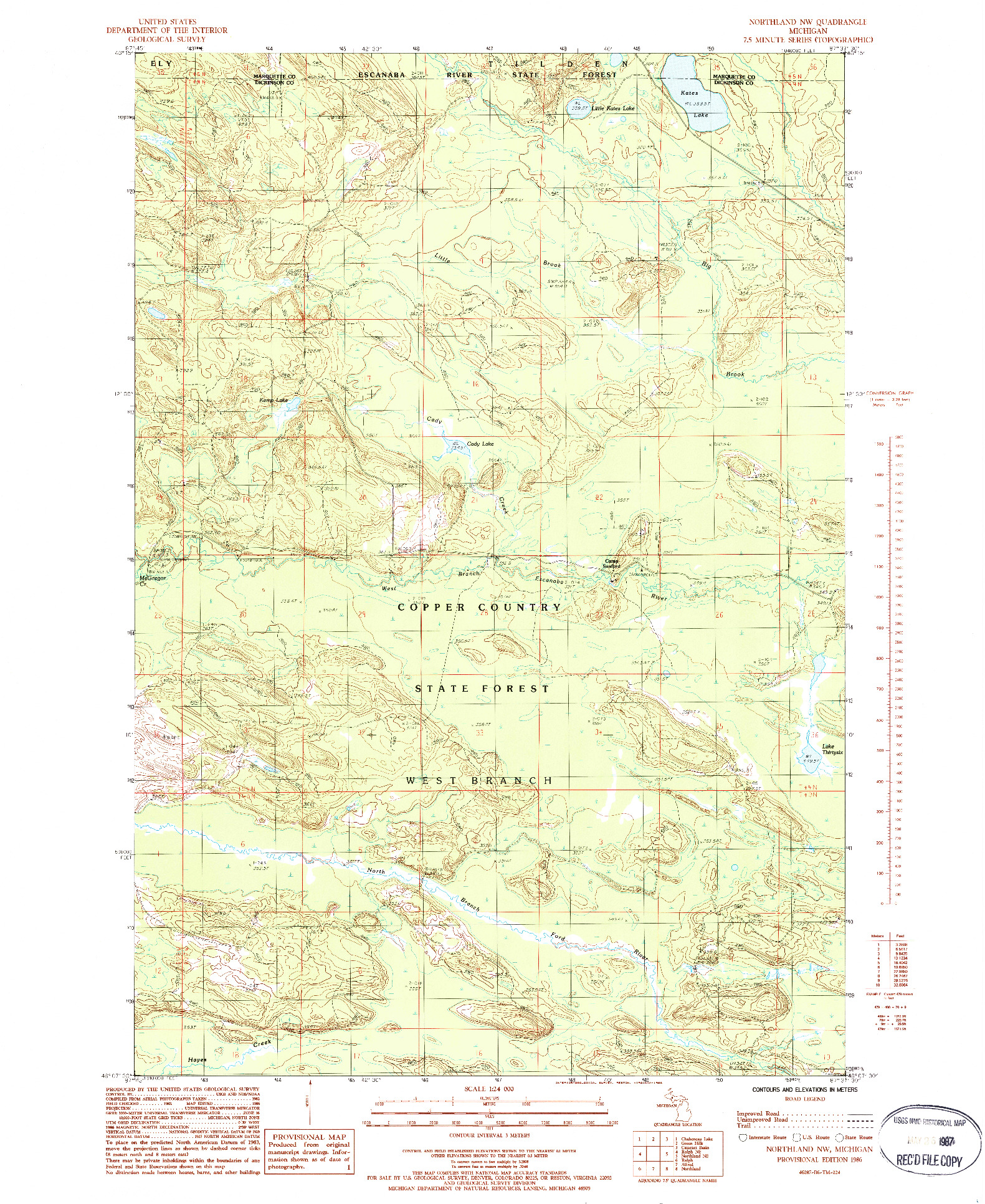 USGS 1:24000-SCALE QUADRANGLE FOR NORTHLAND NW, MI 1986
