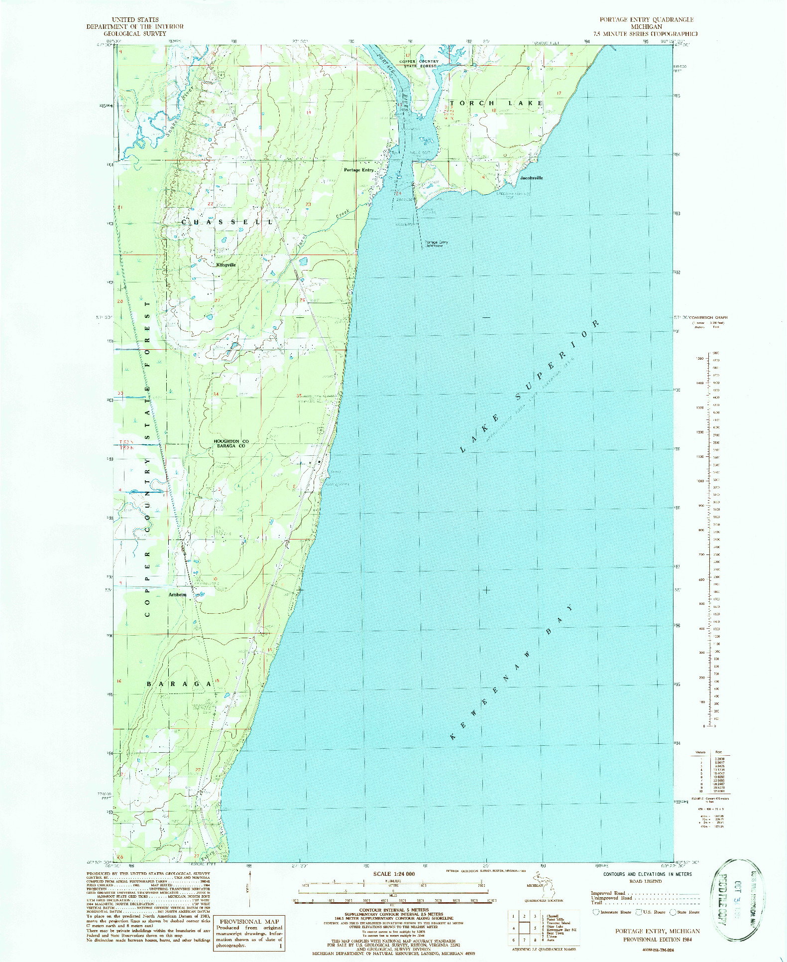 USGS 1:24000-SCALE QUADRANGLE FOR PORTAGE ENTRY, MI 1984