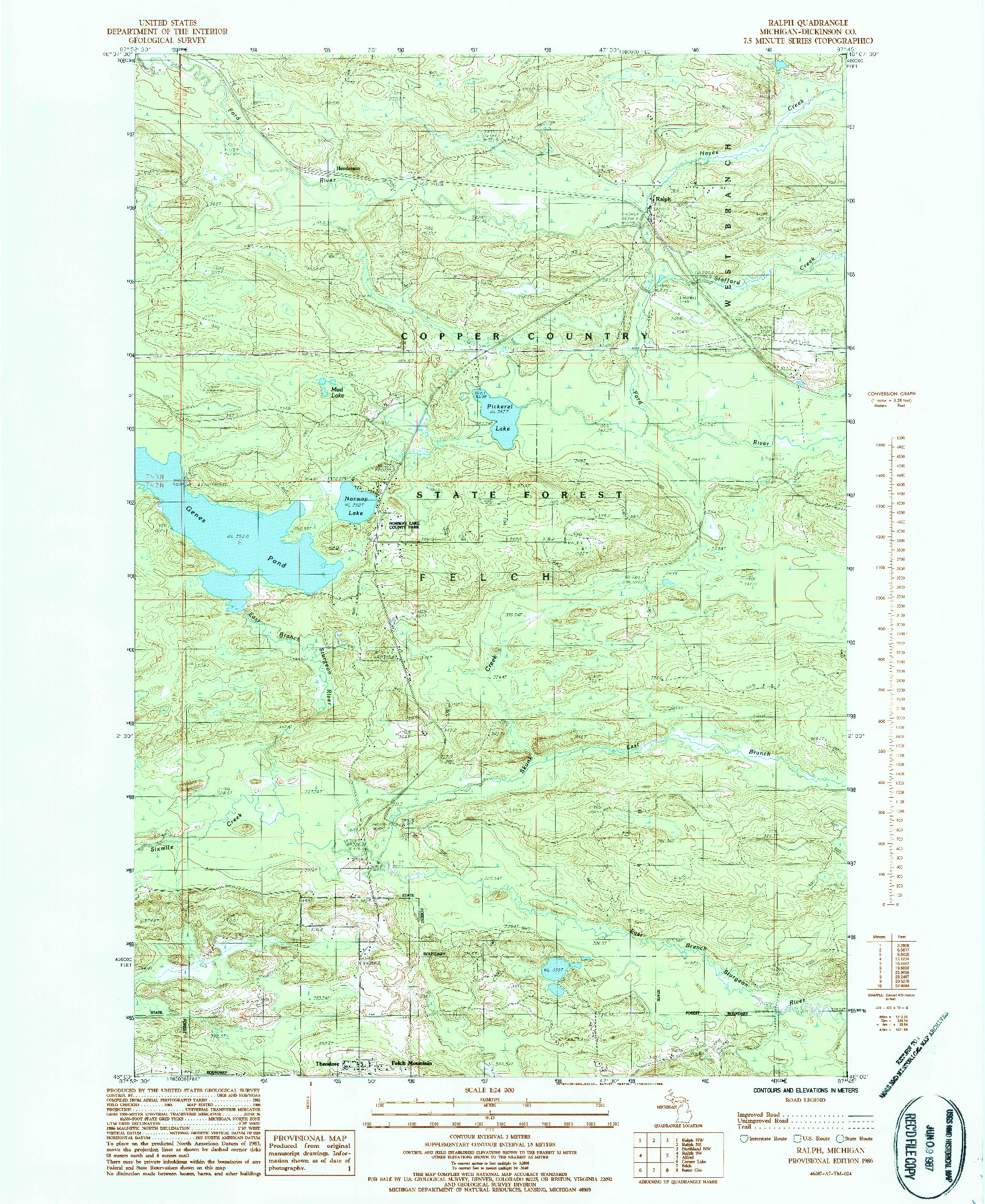 USGS 1:24000-SCALE QUADRANGLE FOR RALPH, MI 1986