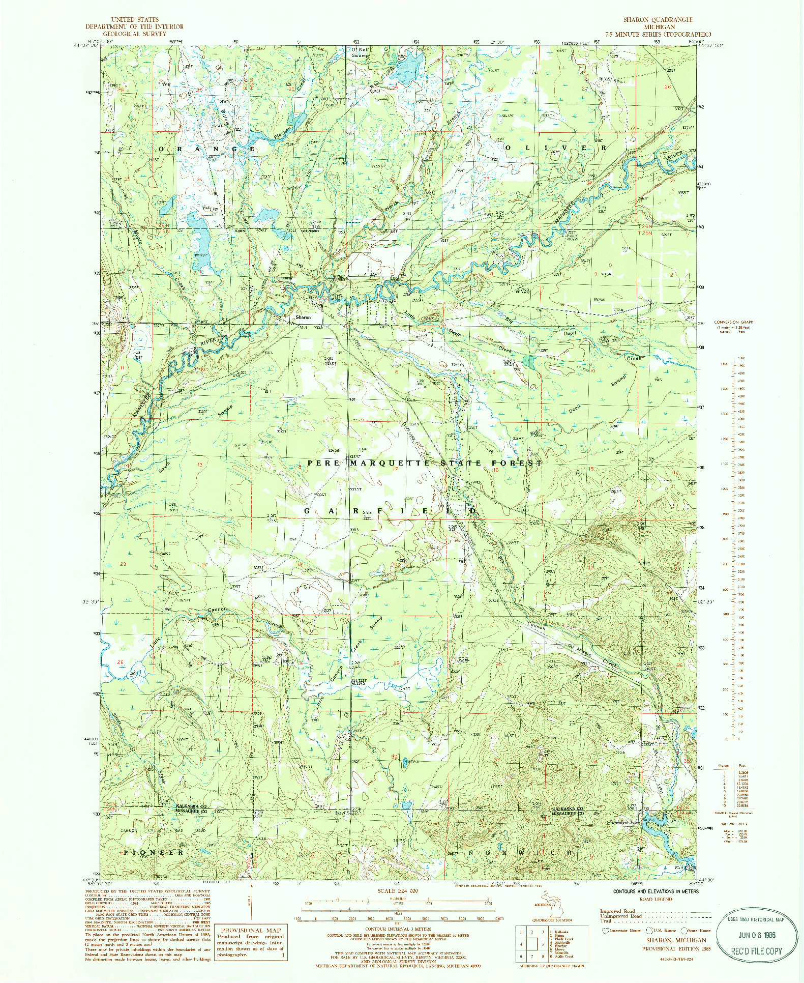 USGS 1:24000-SCALE QUADRANGLE FOR SHARON, MI 1985