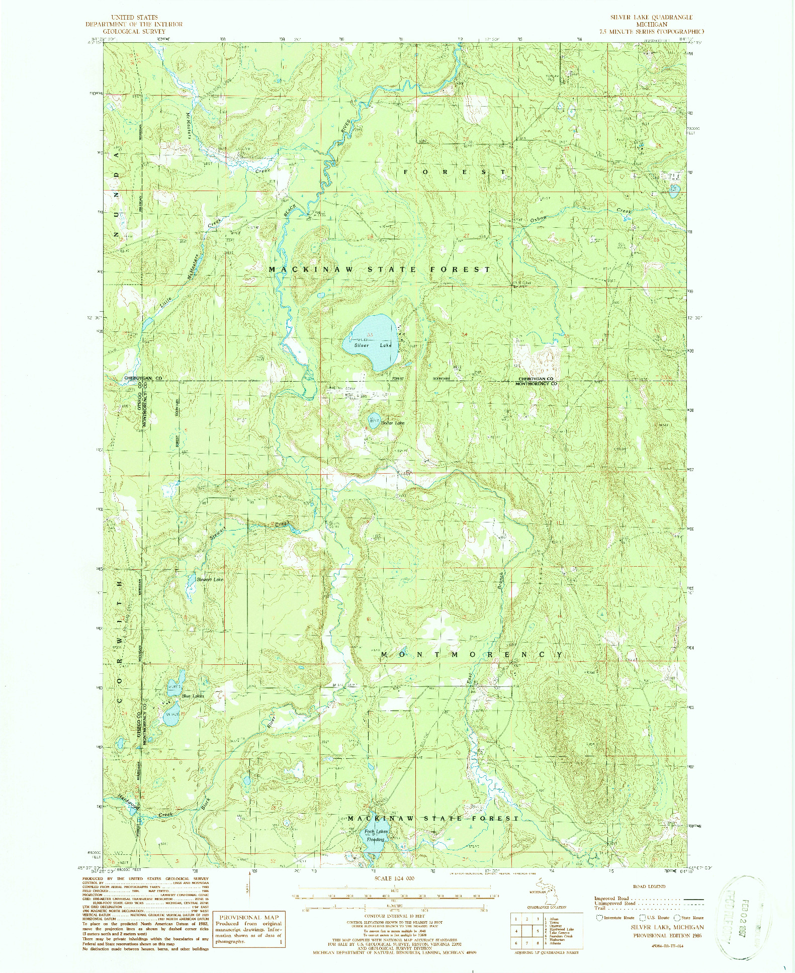 USGS 1:24000-SCALE QUADRANGLE FOR SILVER LAKE, MI 1986