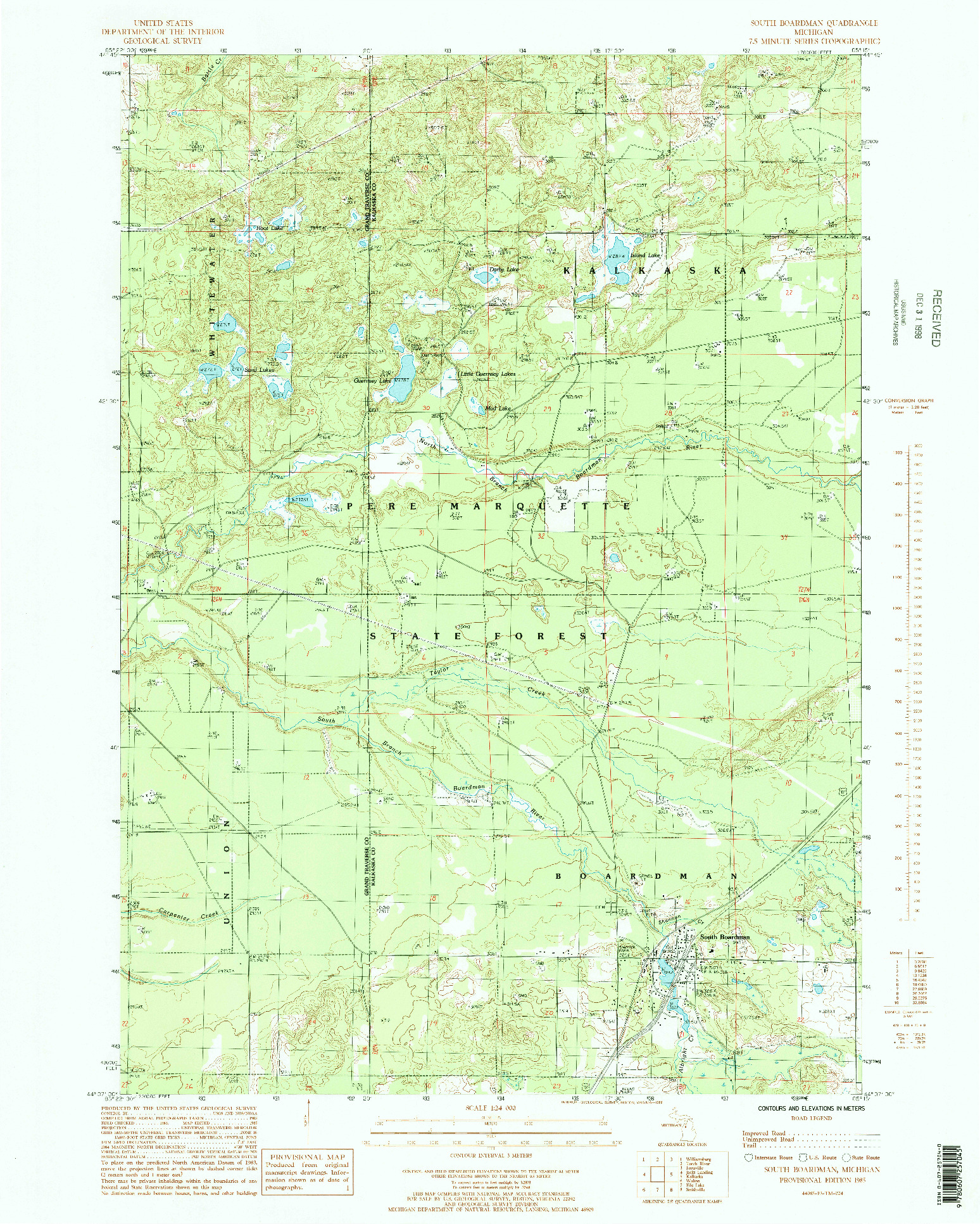 USGS 1:24000-SCALE QUADRANGLE FOR SOUTH BOARDMAN, MI 1985