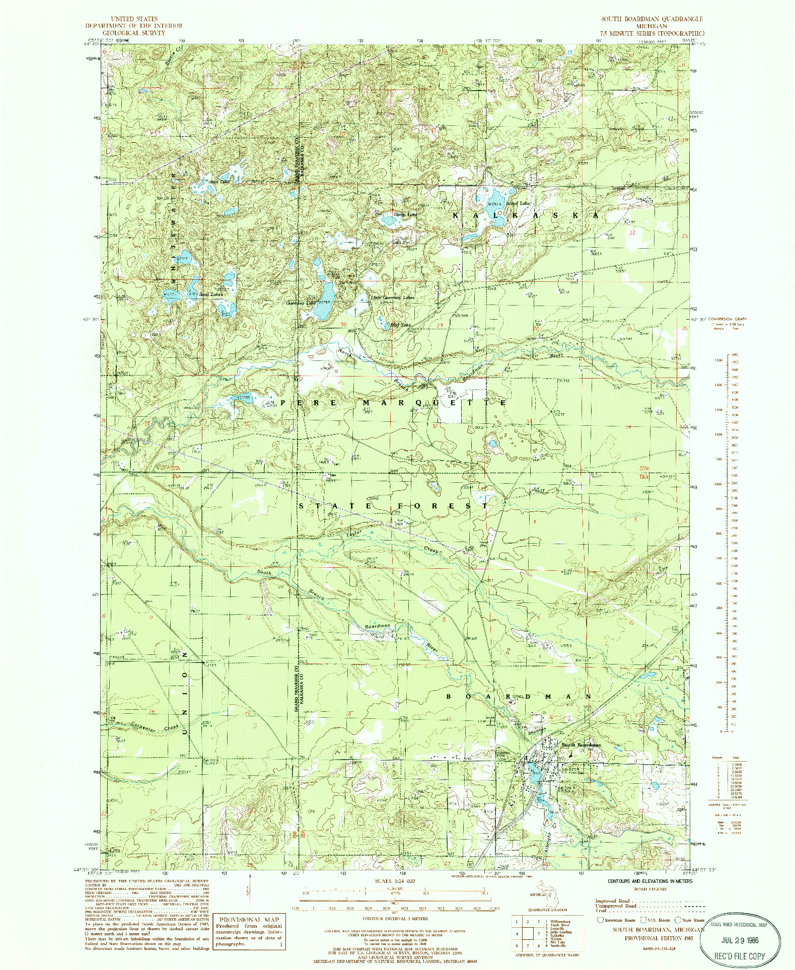 USGS 1:24000-SCALE QUADRANGLE FOR SOUTH BOARDMAN, MI 1985