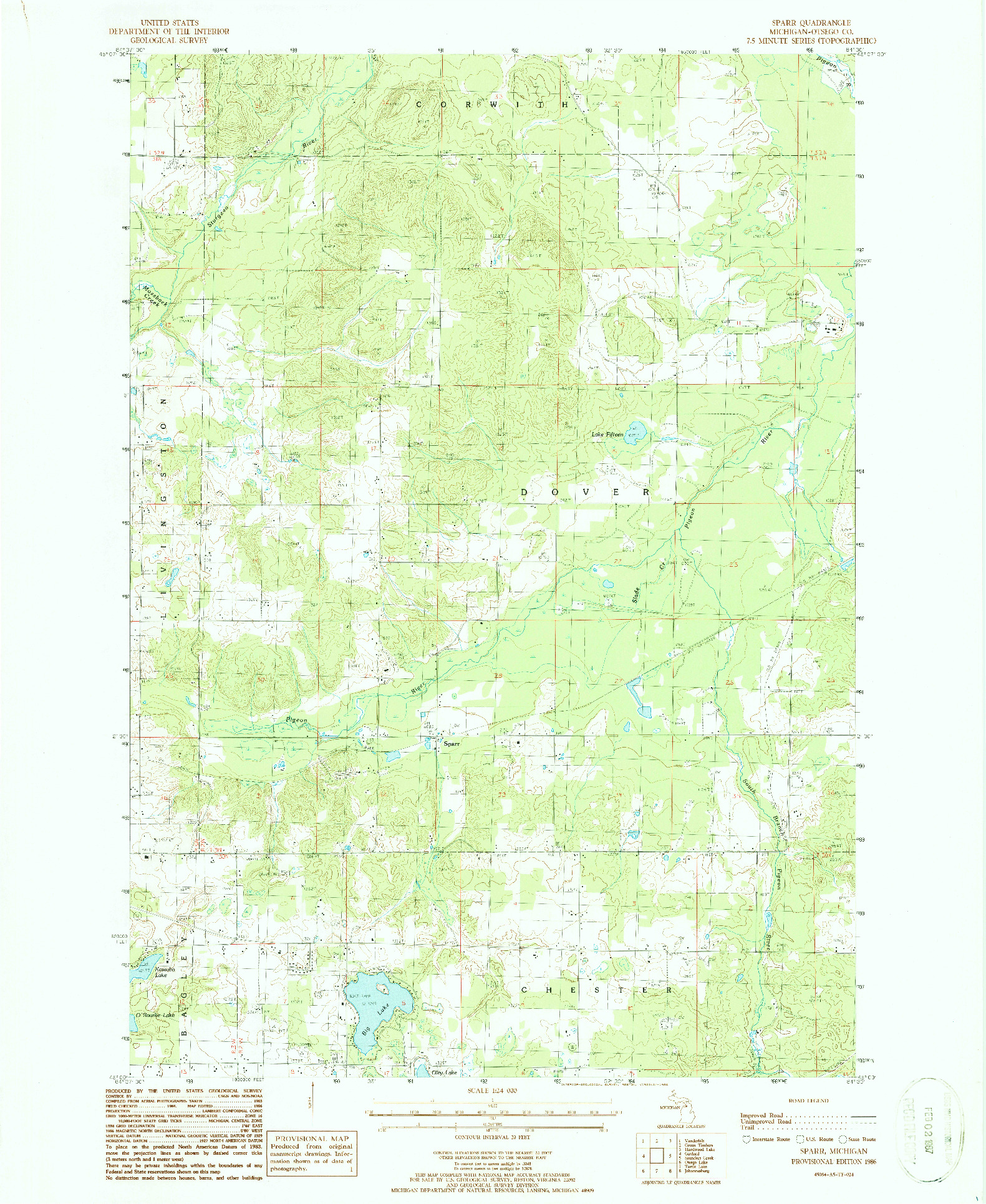 USGS 1:24000-SCALE QUADRANGLE FOR SPARR, MI 1986