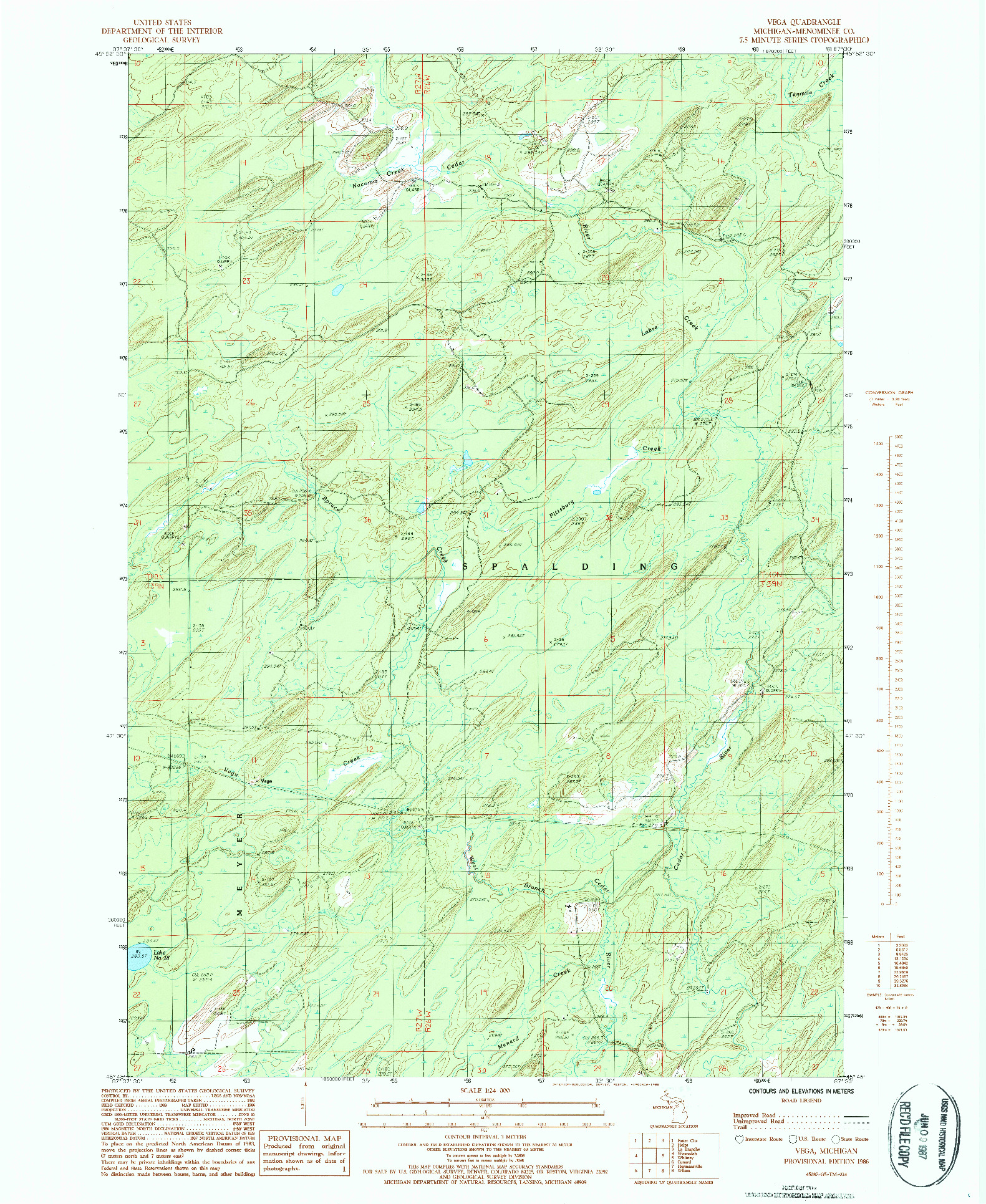 USGS 1:24000-SCALE QUADRANGLE FOR VEGA, MI 1986