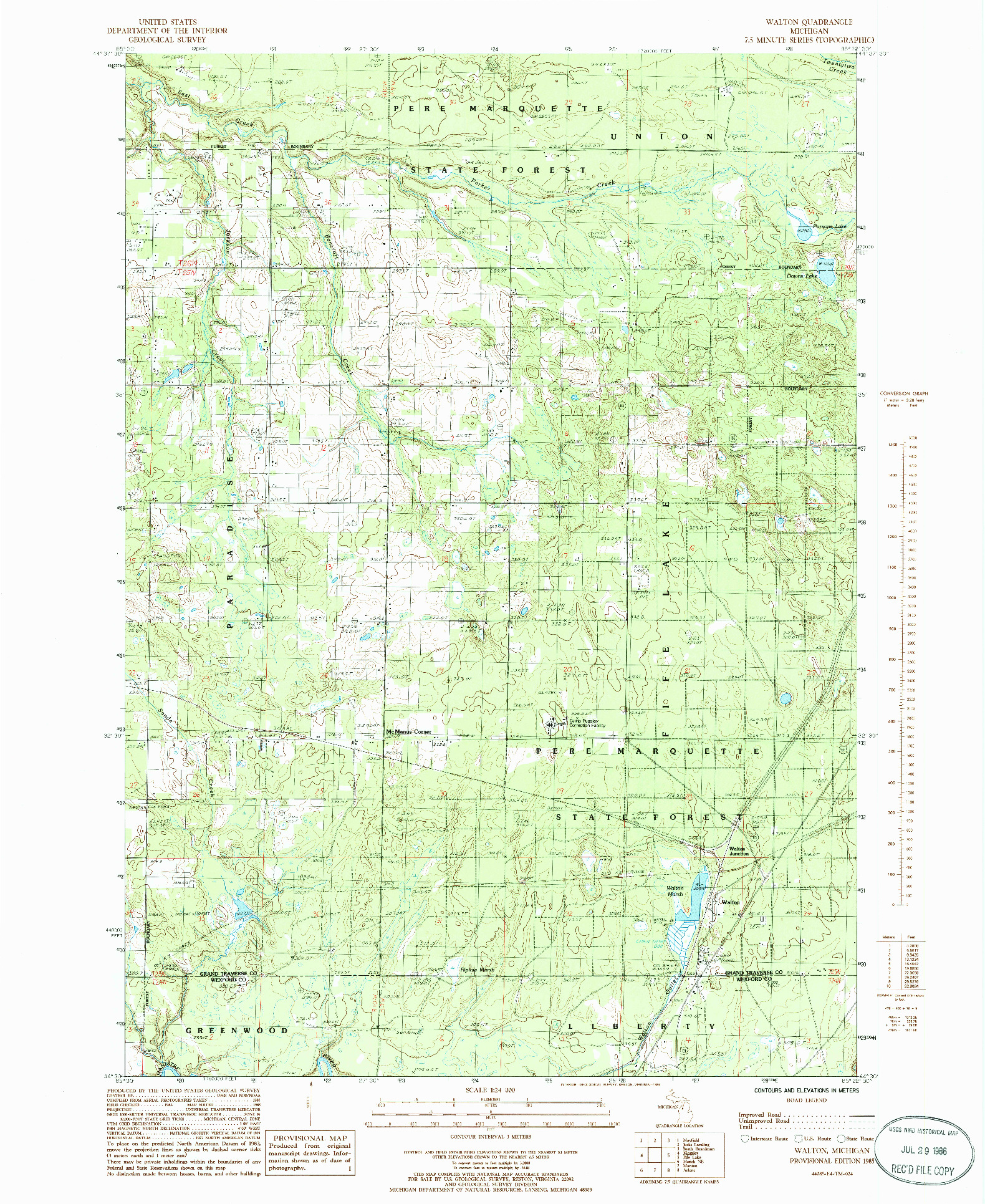 USGS 1:24000-SCALE QUADRANGLE FOR WALTON, MI 1985