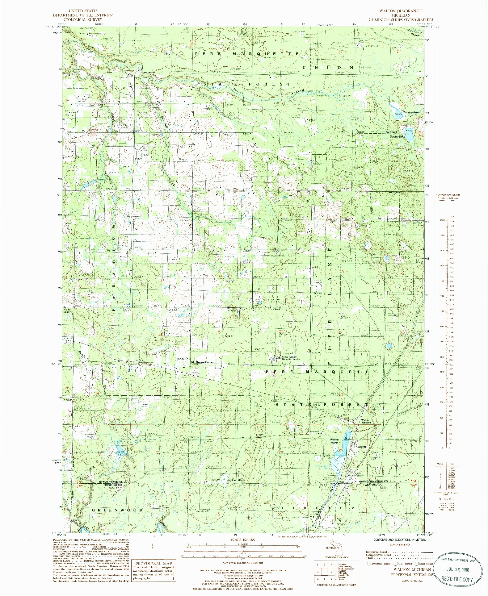 USGS 1:24000-SCALE QUADRANGLE FOR WALTON, MI 1985