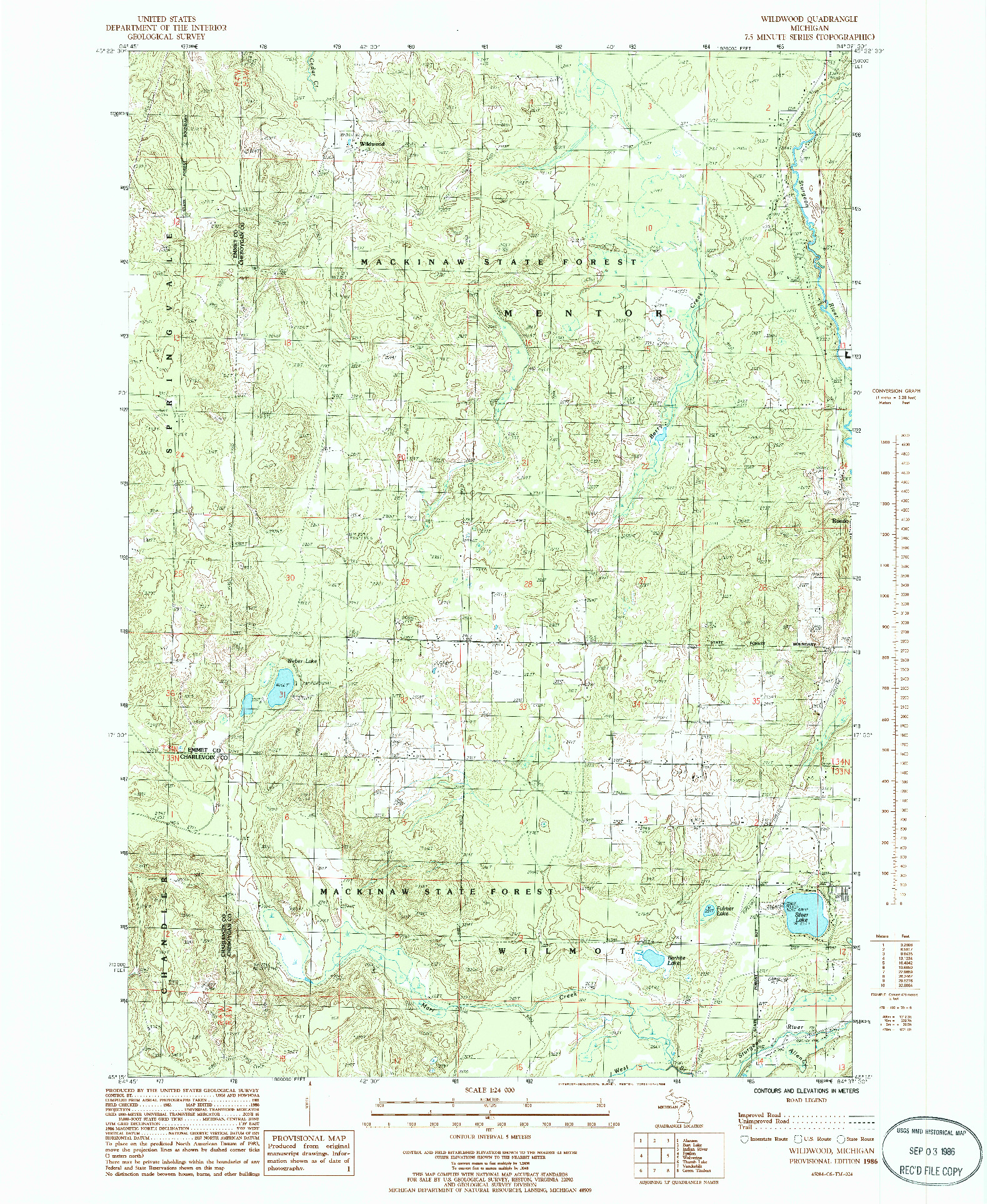 USGS 1:24000-SCALE QUADRANGLE FOR WILDWOOD, MI 1986