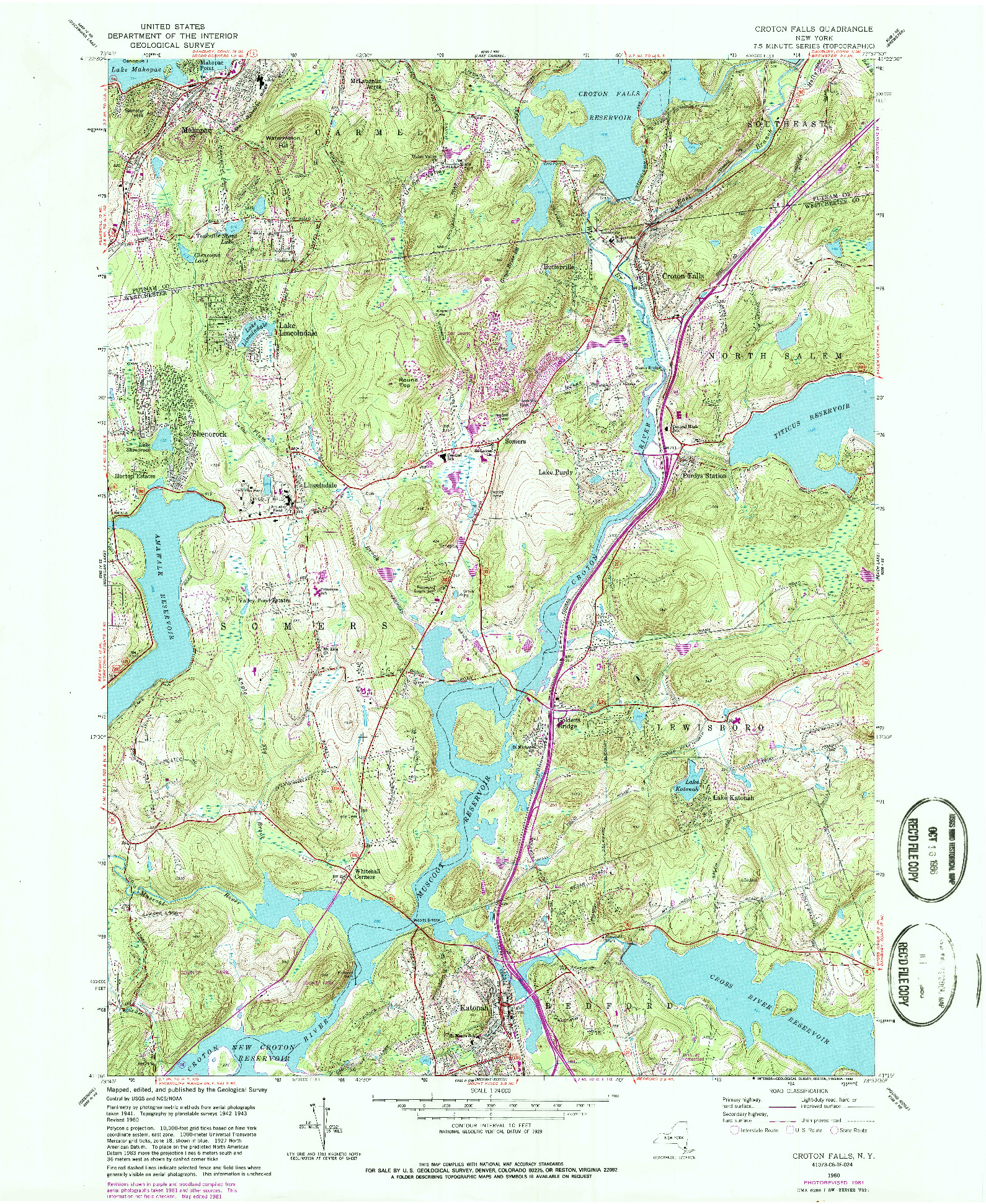 USGS 1:24000-SCALE QUADRANGLE FOR CROTON FALLS, NY 1960