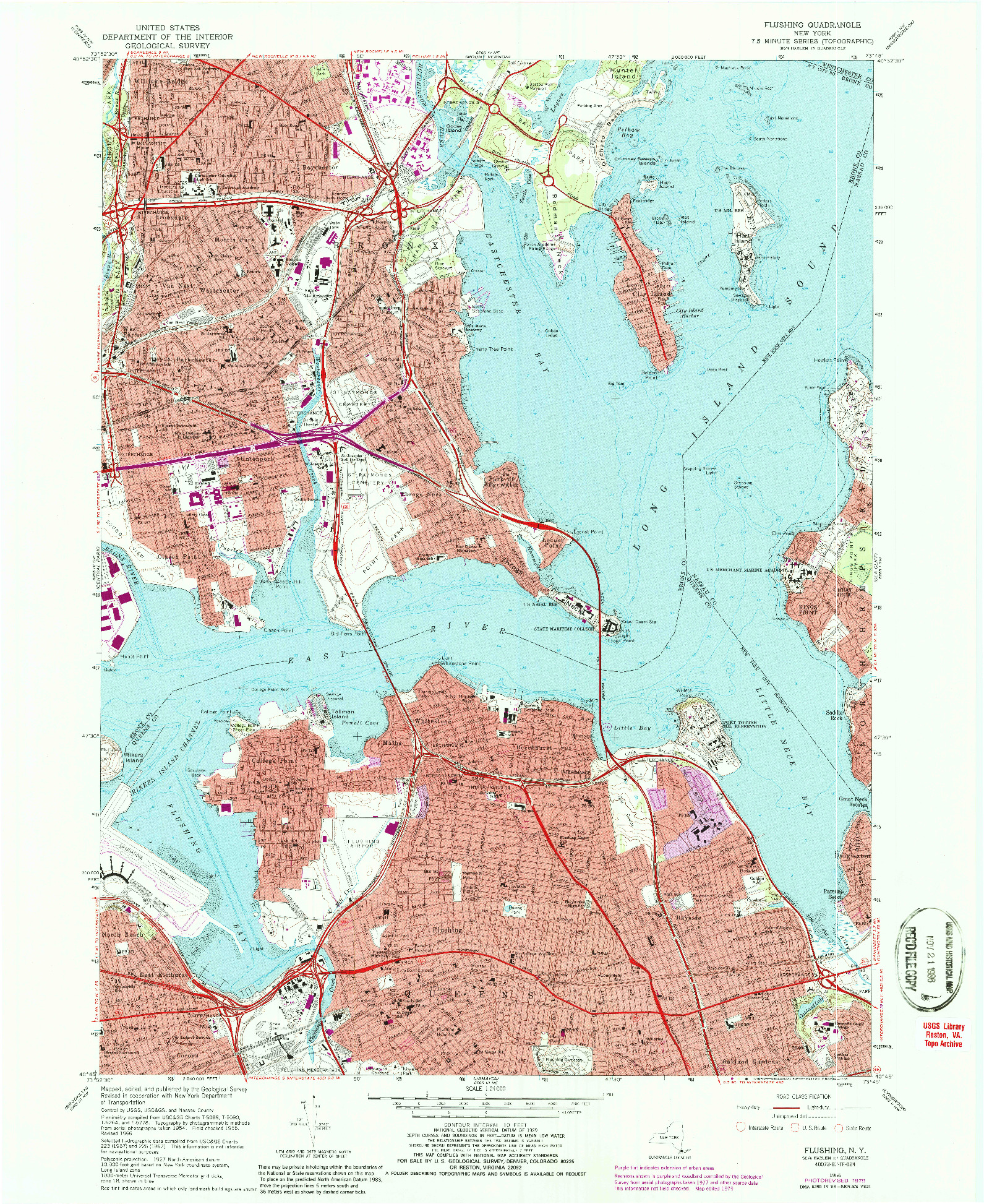 USGS 1:24000-SCALE QUADRANGLE FOR FLUSHING, NY 1966