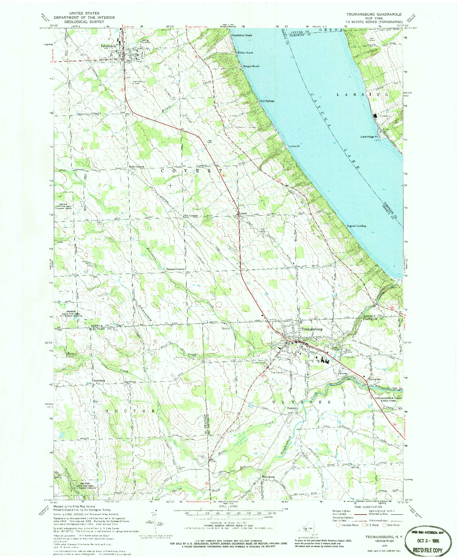 USGS 1:24000-SCALE QUADRANGLE FOR TRUMANSBURG, NY 1970