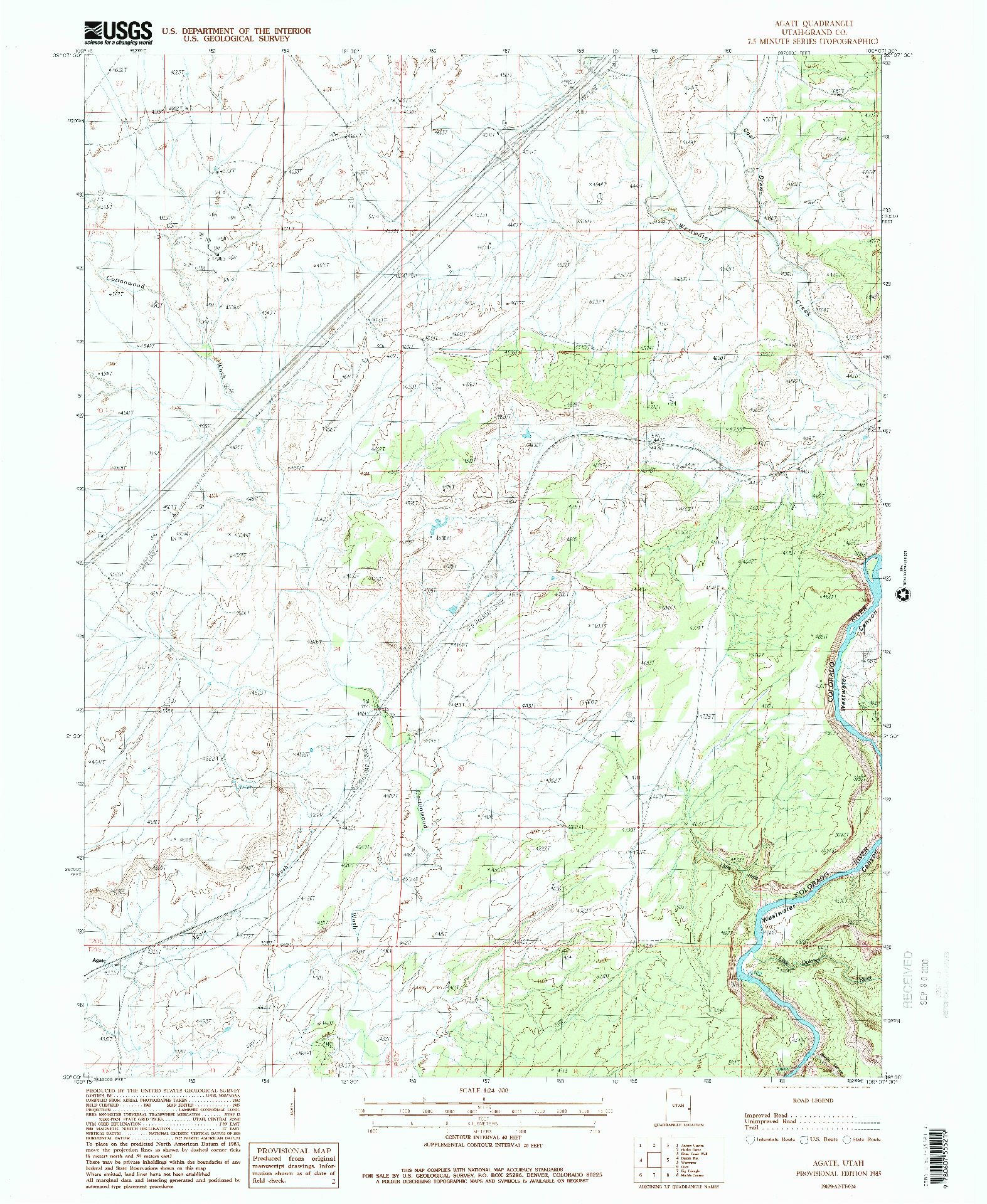 USGS 1:24000-SCALE QUADRANGLE FOR AGATE, UT 1985
