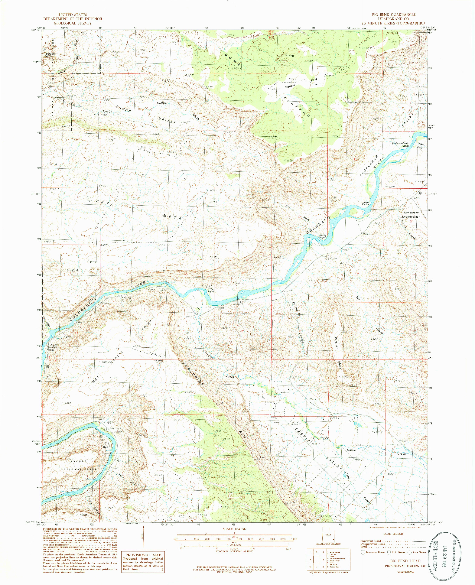 USGS 1:24000-SCALE QUADRANGLE FOR BIG BEND, UT 1985