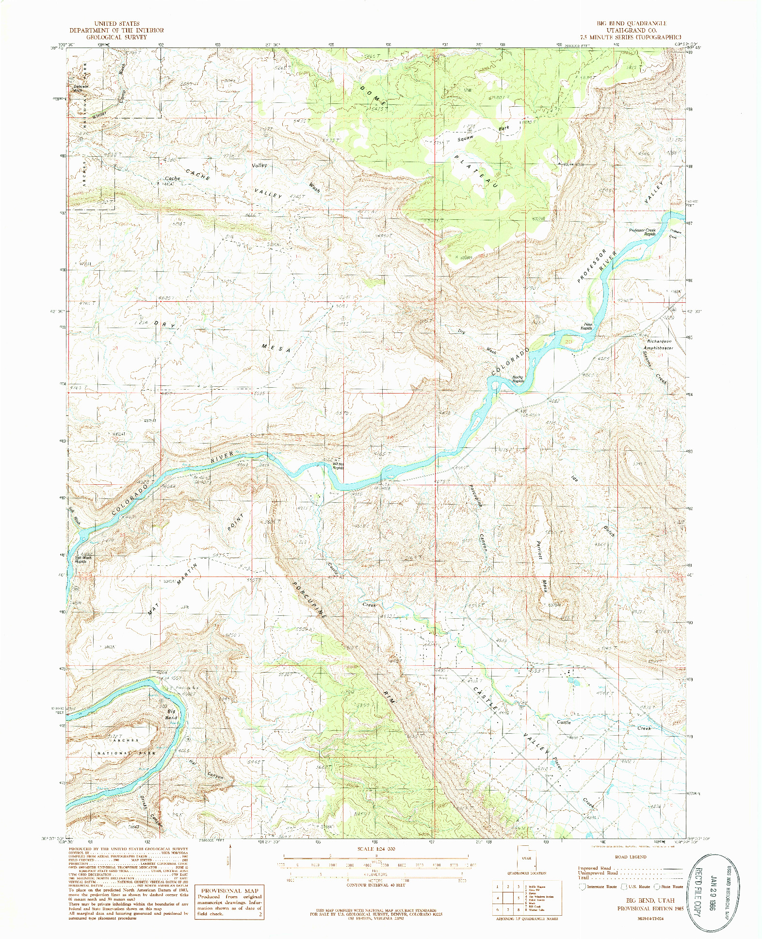 USGS 1:24000-SCALE QUADRANGLE FOR BIG BEND, UT 1985