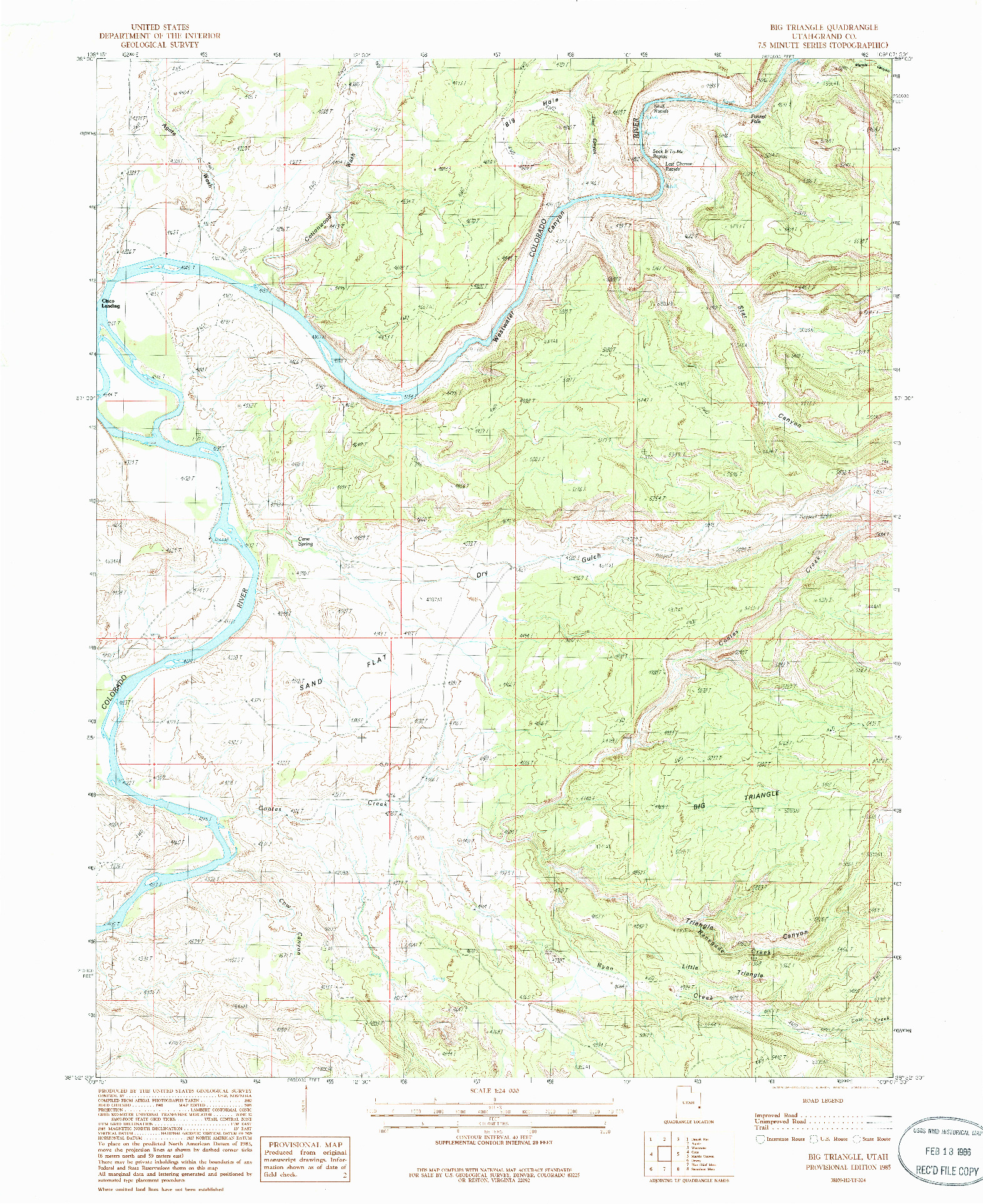 USGS 1:24000-SCALE QUADRANGLE FOR BIG TRIANGLE, UT 1985