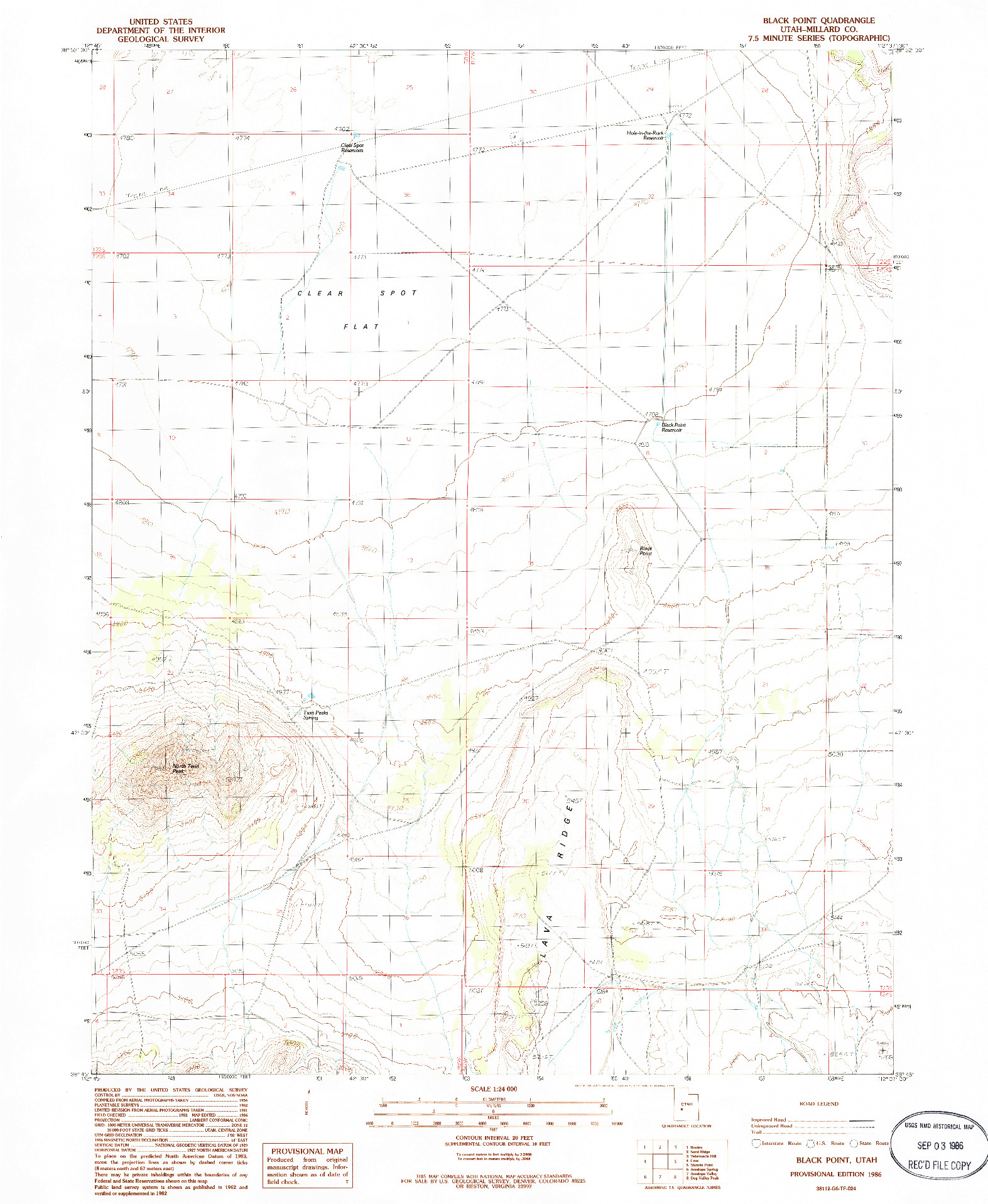 USGS 1:24000-SCALE QUADRANGLE FOR BLACK POINT, UT 1986