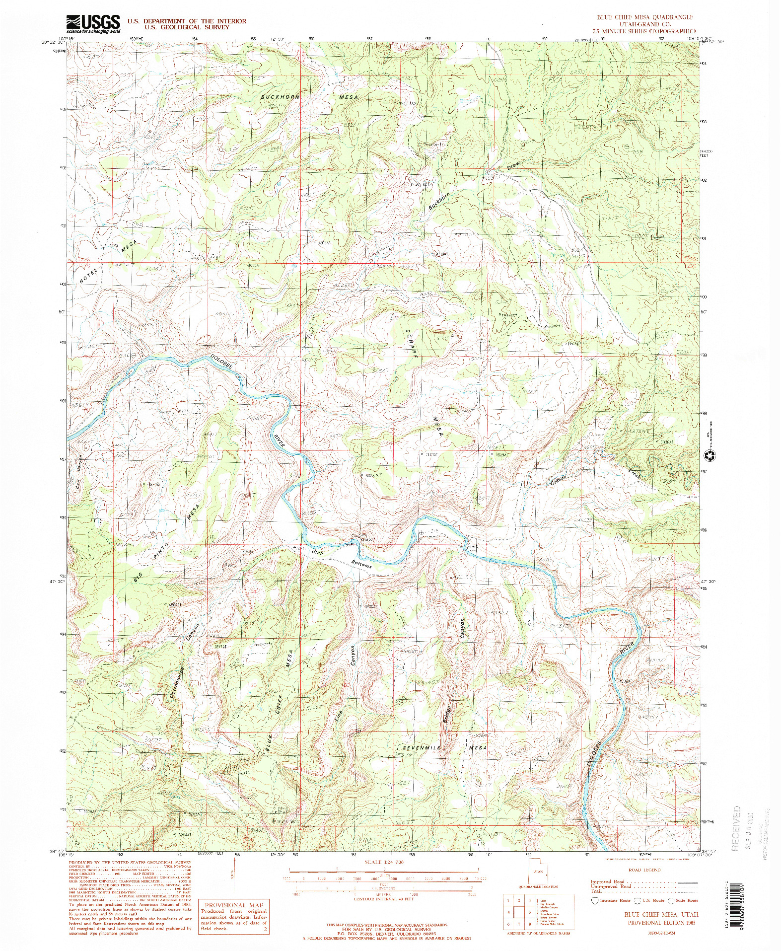 USGS 1:24000-SCALE QUADRANGLE FOR BLUE CHIEF MESA, UT 1985