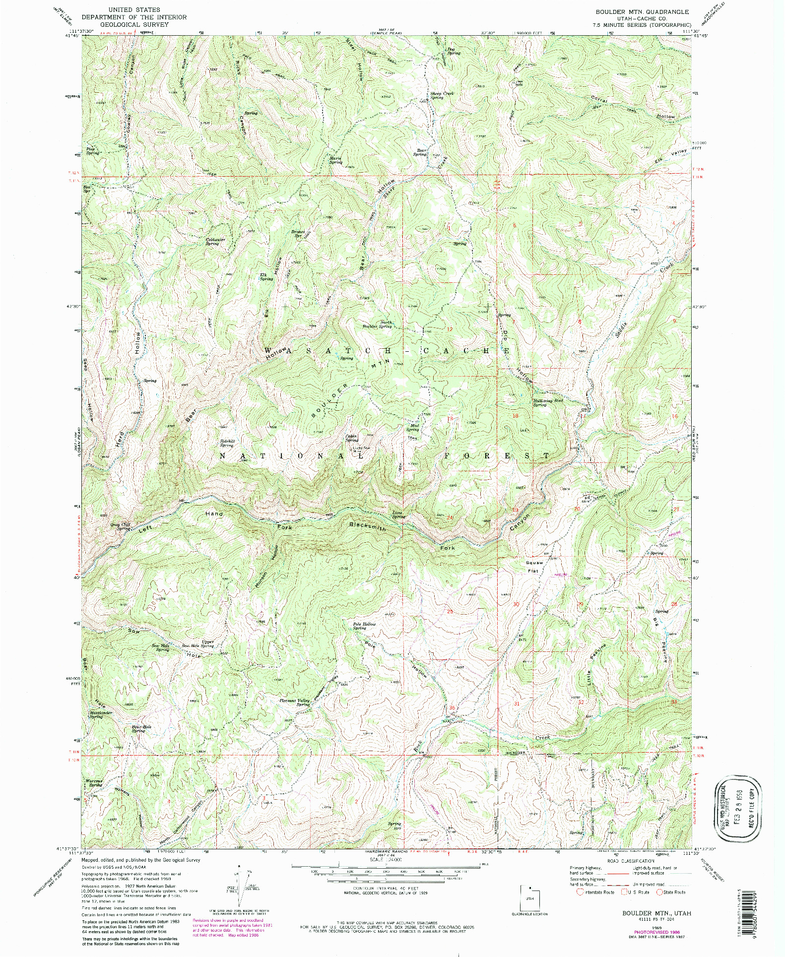 USGS 1:24000-SCALE QUADRANGLE FOR BOULDER MTN, UT 1969